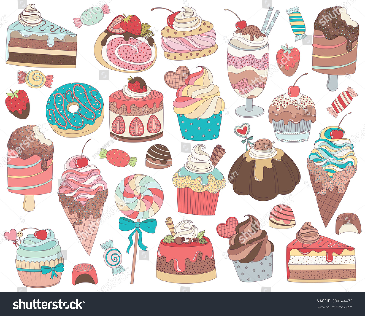 Treats Sweets Candy Isolated Vector Set Stock Vector (Royalty Free ...