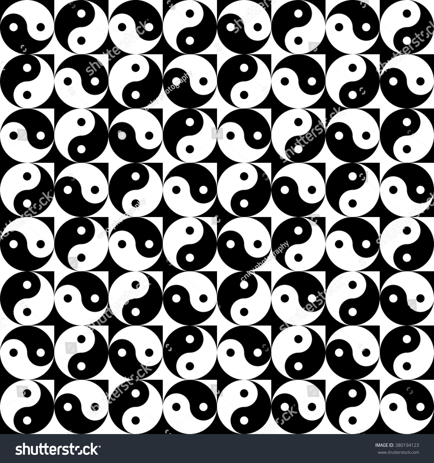 Black White Yin Yang Tile Pattern Stock Vector (Royalty Free) 380194123 ...