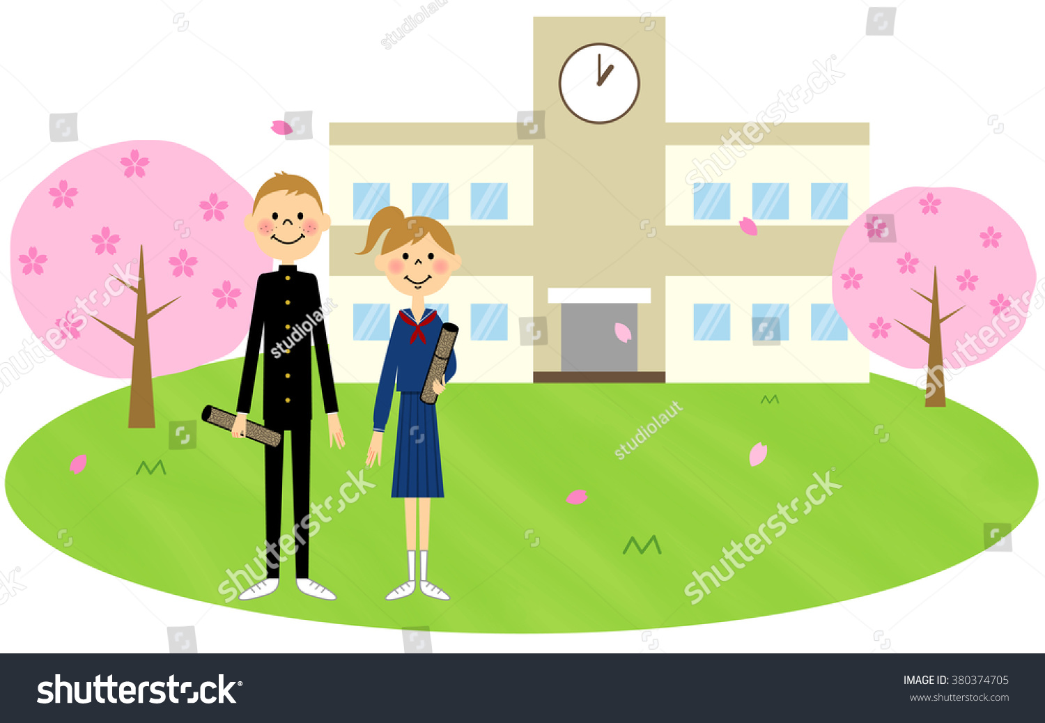 graduation-ceremony-junior-high-school-japan-stock-illustration