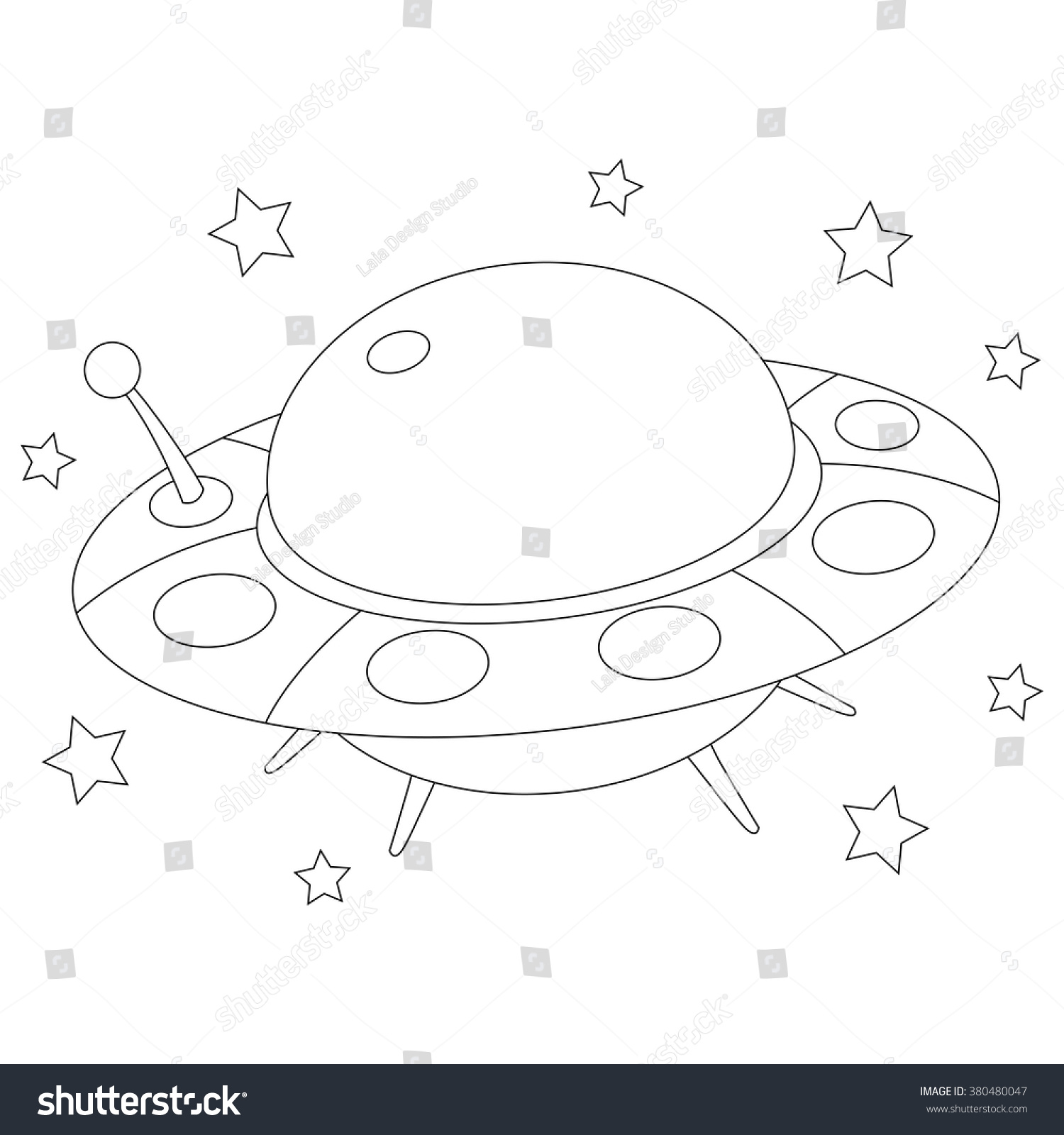 Coloring Book Outlined Spaceship Stock Vector (Royalty Free) 380480047 ...