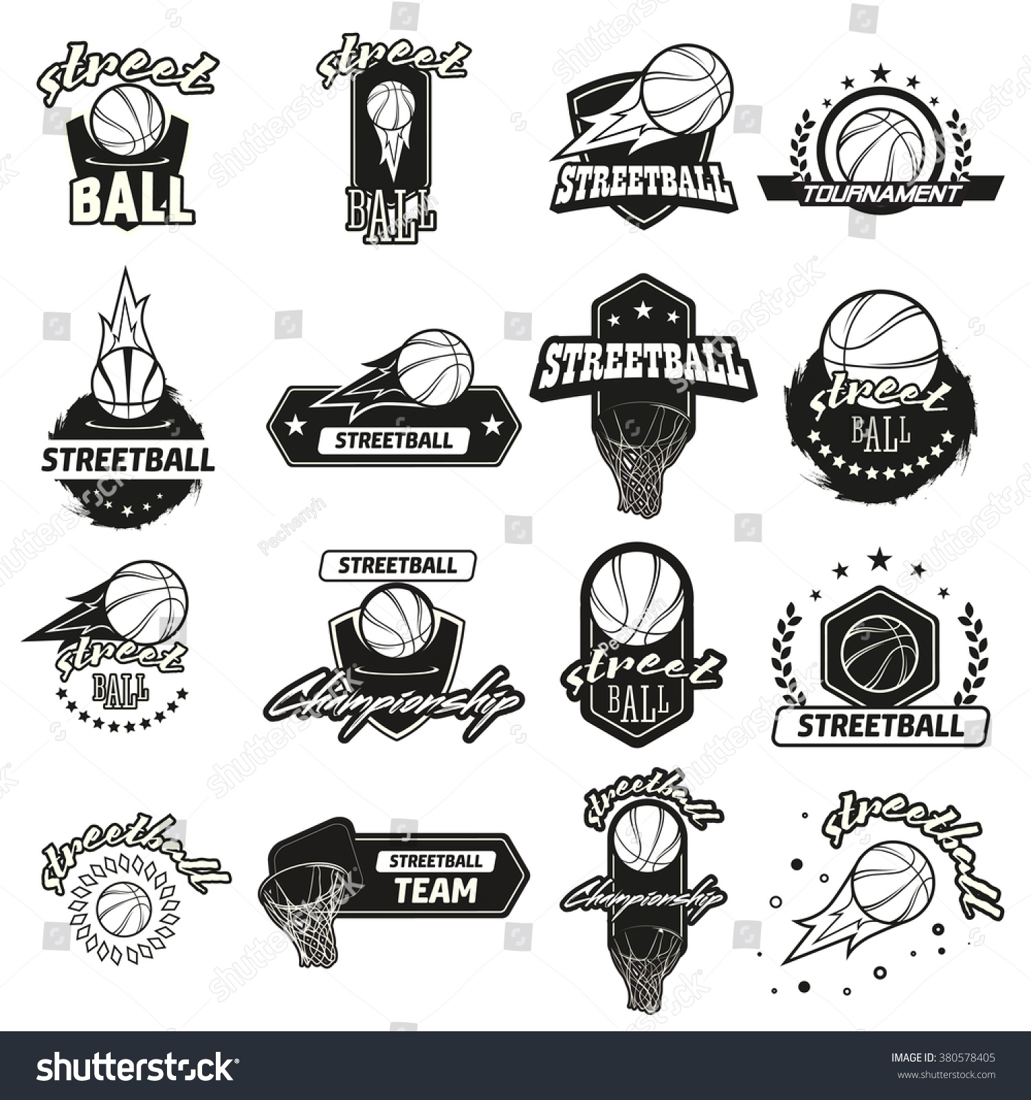 Streetball Icon Logo Set Street Basketball Stock Vector (Royalty Free ...