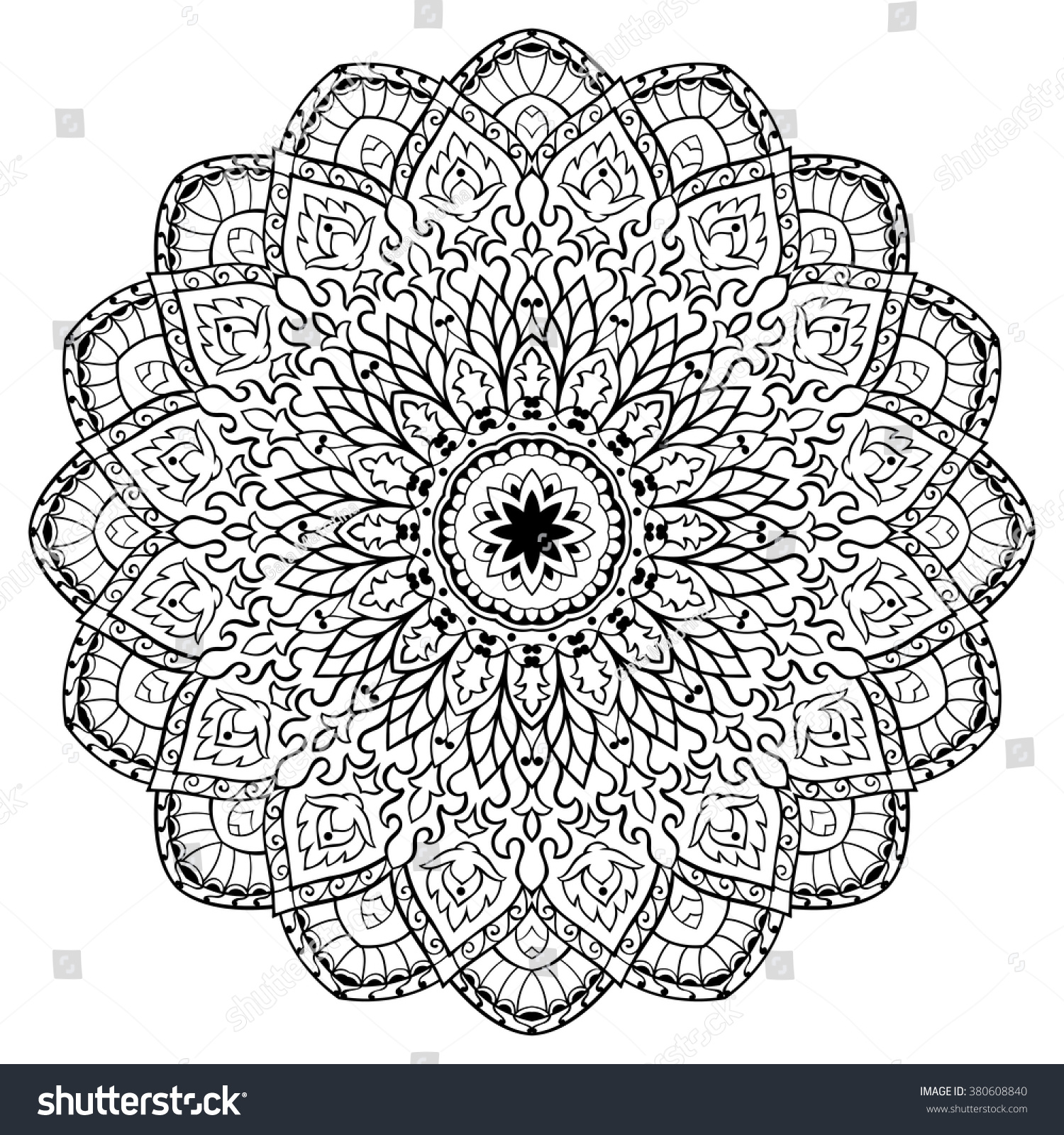 Contour Vector Mandala On White Background Stock Vector (Royalty Free ...