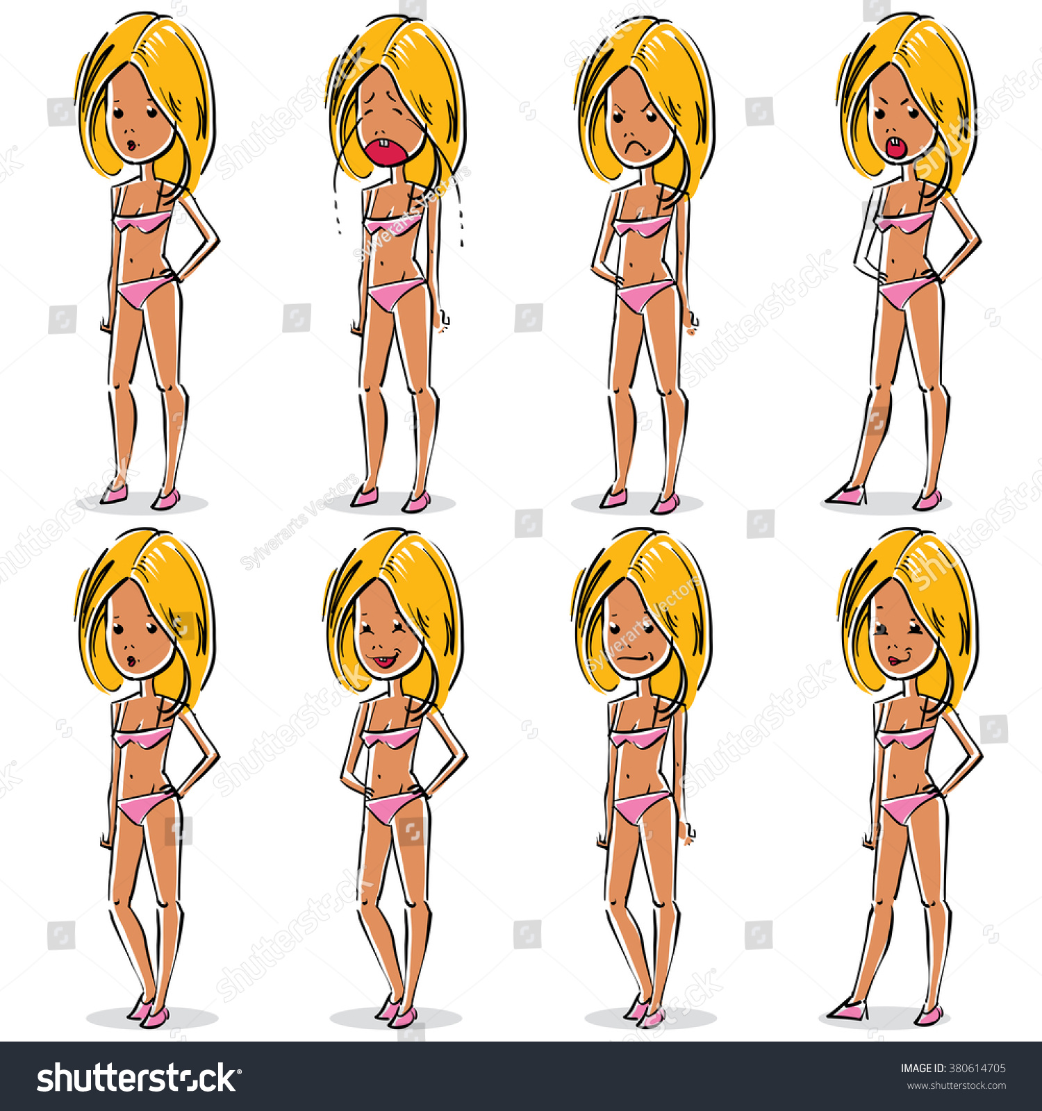 Collection Vector Fulllength Portraits Sexy Women Stock Vector Royalty Free 380614705 4557