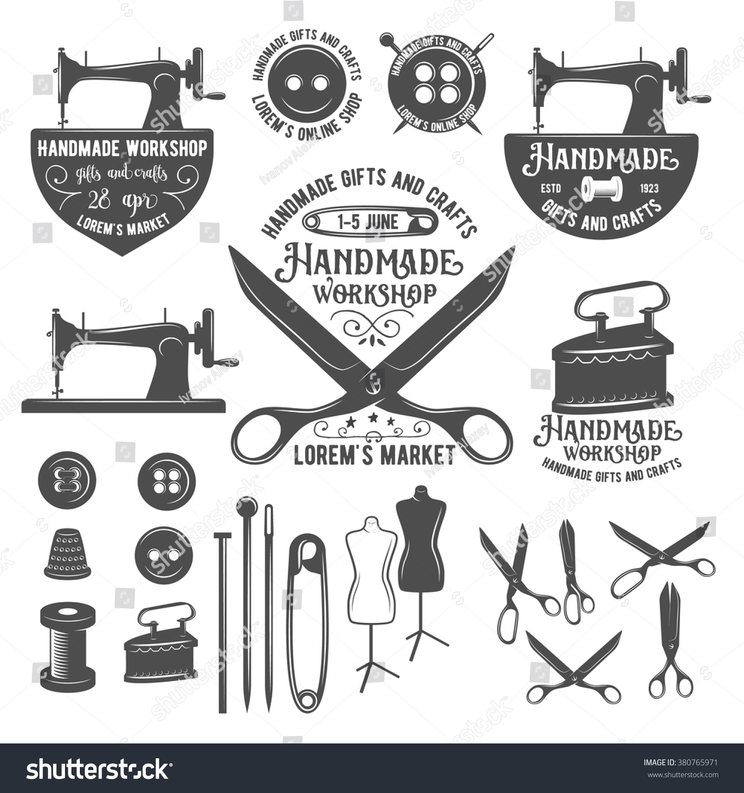 Set Vintage Sewing Labels Badges Design Stock Vector (Royalty ...