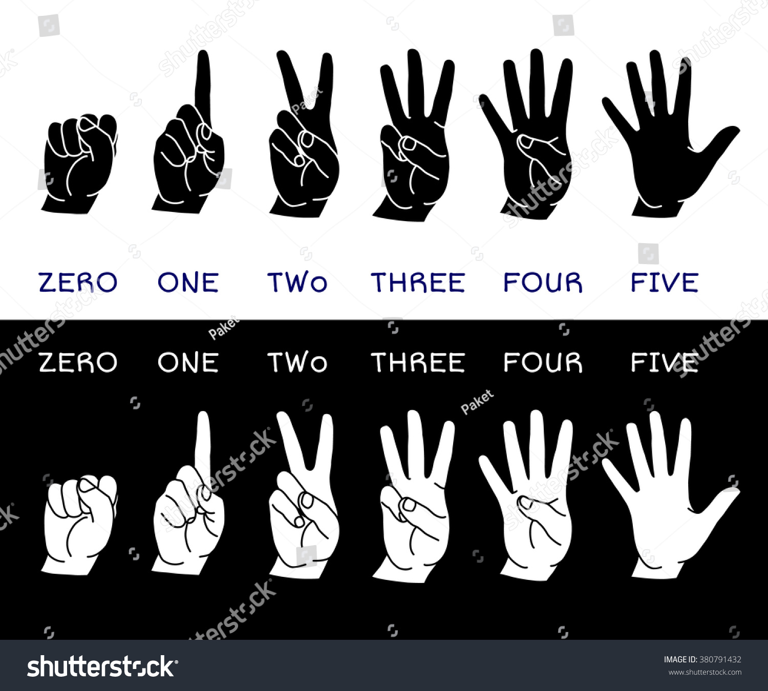 Counting Hands Showing Different Number Fingers Stock Vector (Royalty ...