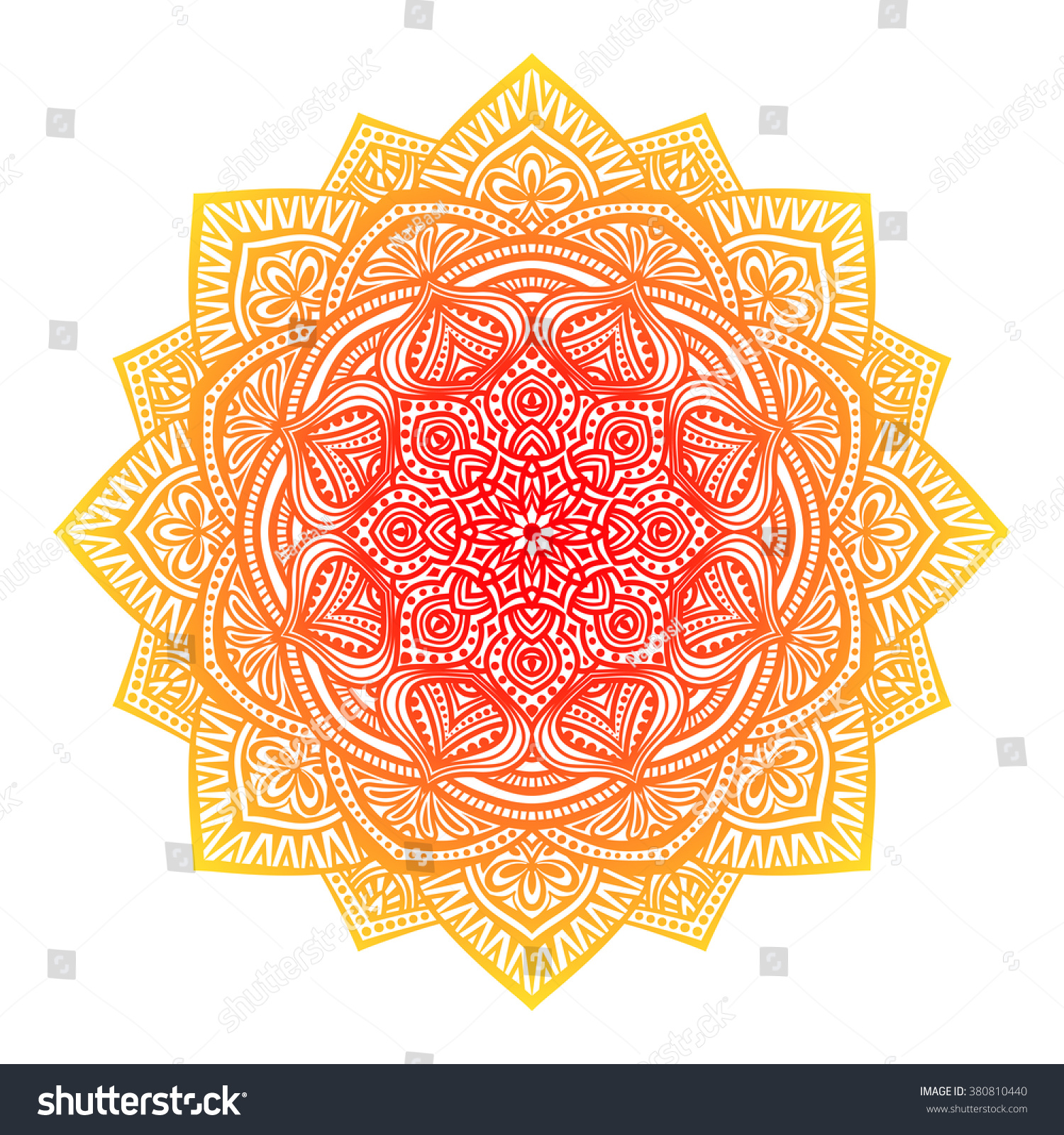 Floral Round Ornament White Background Vector Stock Vector (Royalty ...