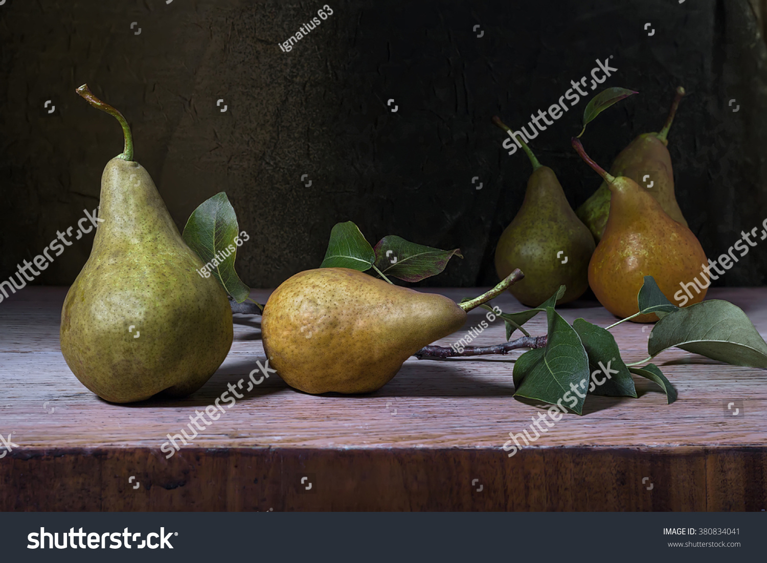 Still Life Pears On Wooden Table Stock Photo 380834041 | Shutterstock