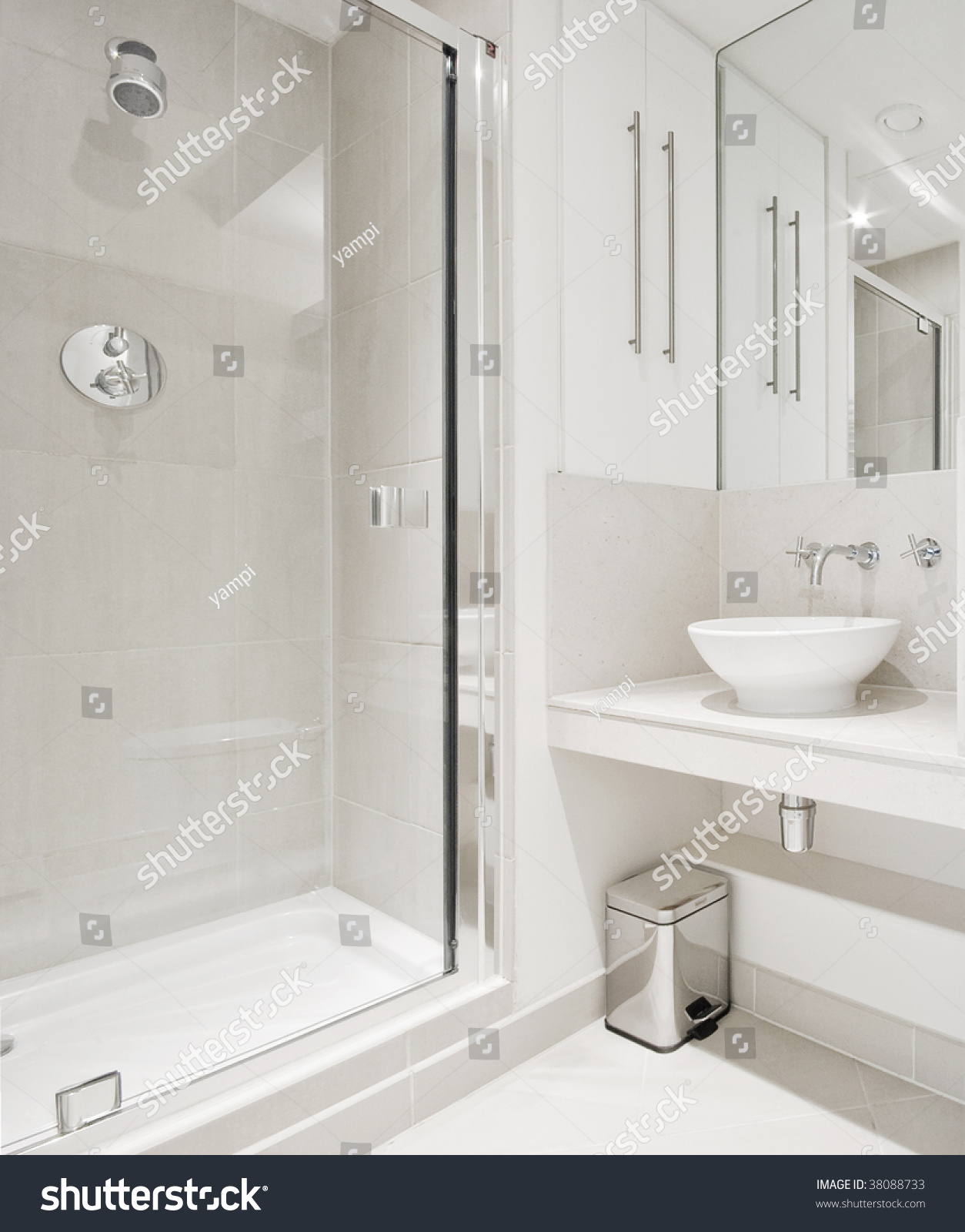 Modern Bathroom White Ceramic Appliances Shower Stock Photo 38088733 ...