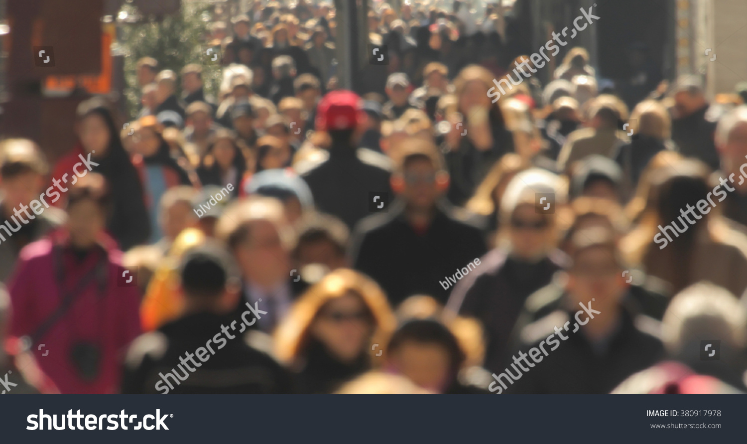 Crowd Walking Street Anonymous Blurred Face Stock Photo 380917978 ...