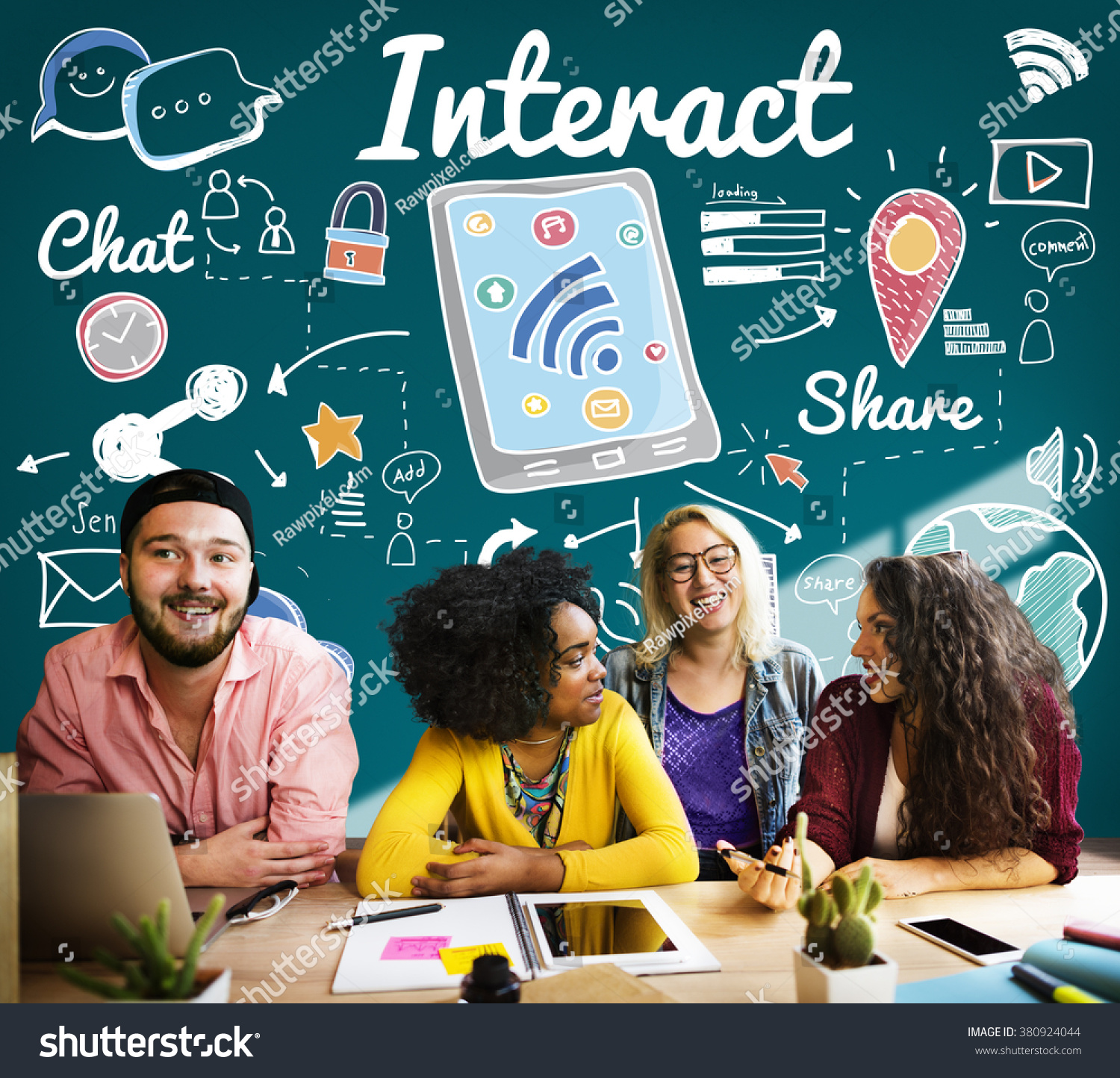 Interact Interaction Interactive Interacting Group Concept Stock Photo ...