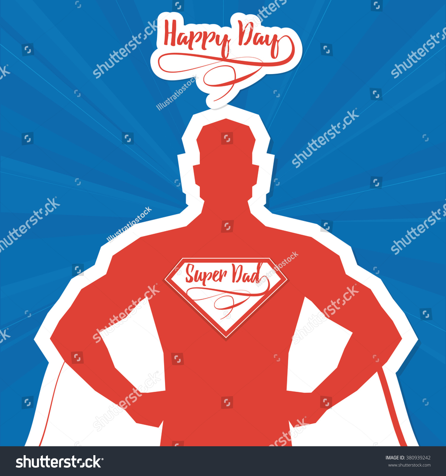 Isolated Silhouette Super Dad On Blue Stock Vector (Royalty Free ...