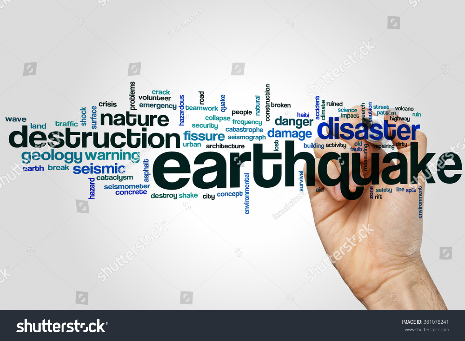 Earthquake Word Cloud Concept Stock Photo 381078241 