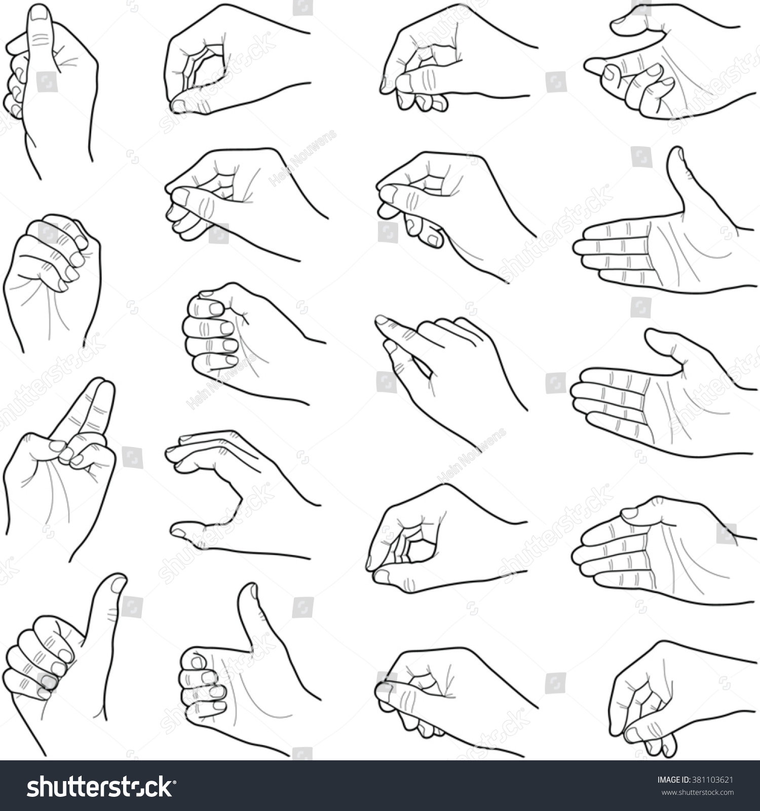 Hand Collection Vector Line Illustration Stock Vector (Royalty Free ...