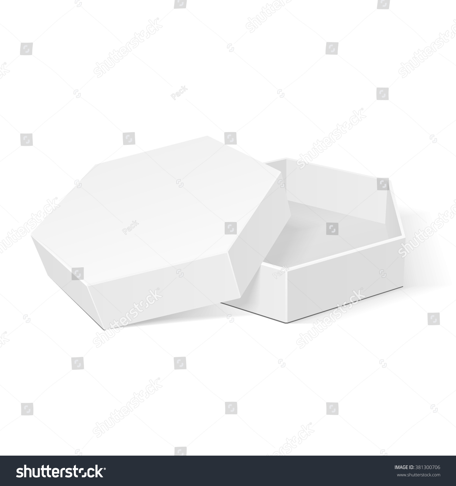 Open White Cardboard Hexagon Box Packaging Stock Vector Royalty Free