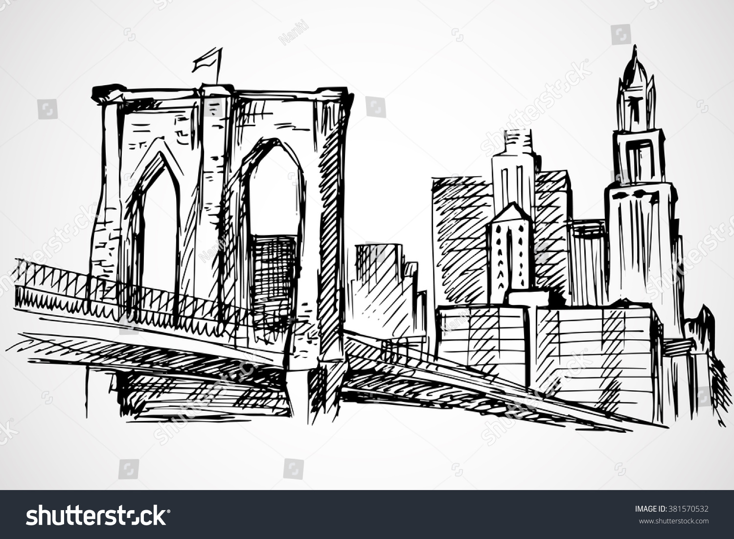 Бруклинский мост Нью-Йорк вектор