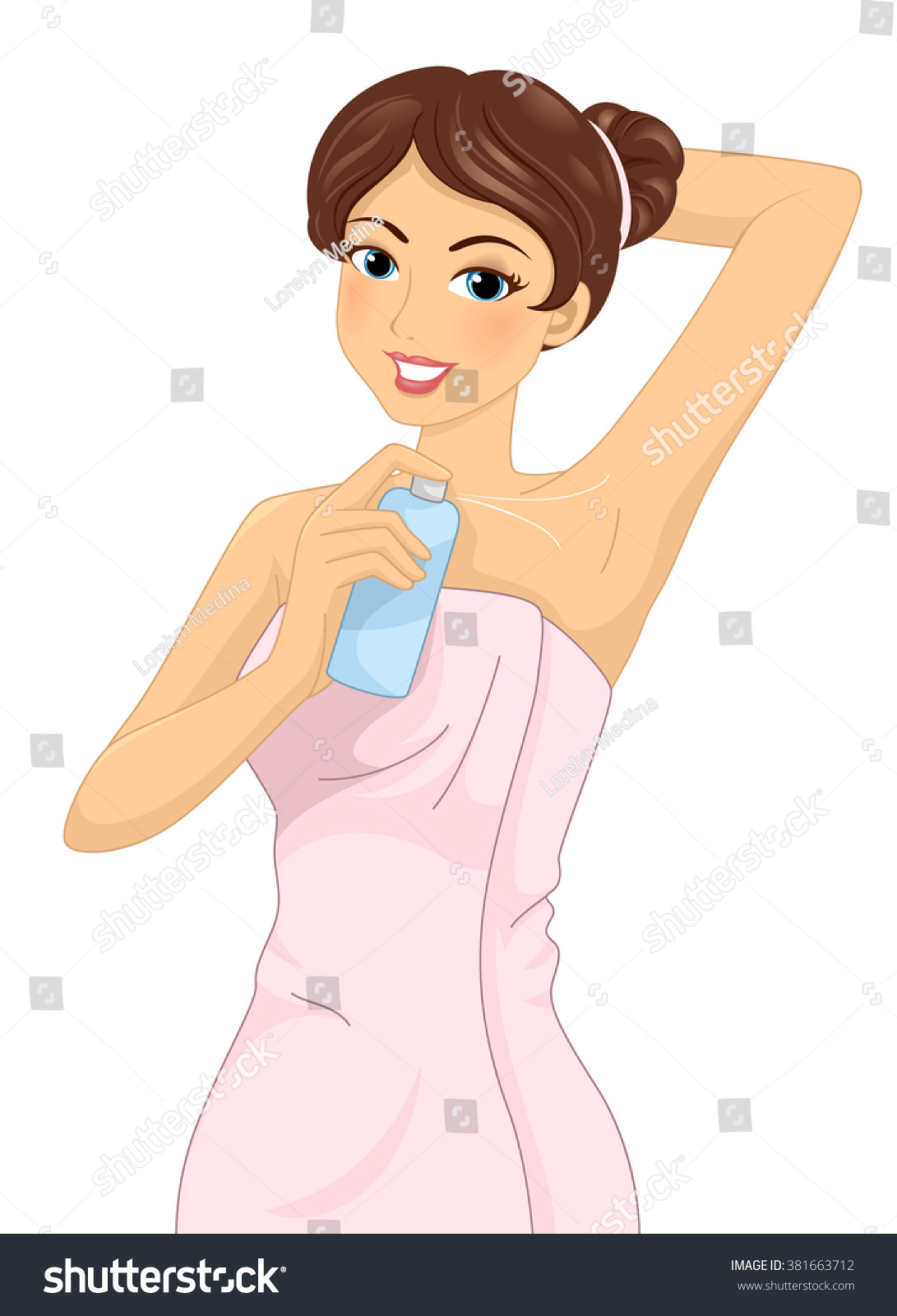 Illustration Girl Spraying Deodorant On Her Stock Vector Royalty Free Shutterstock