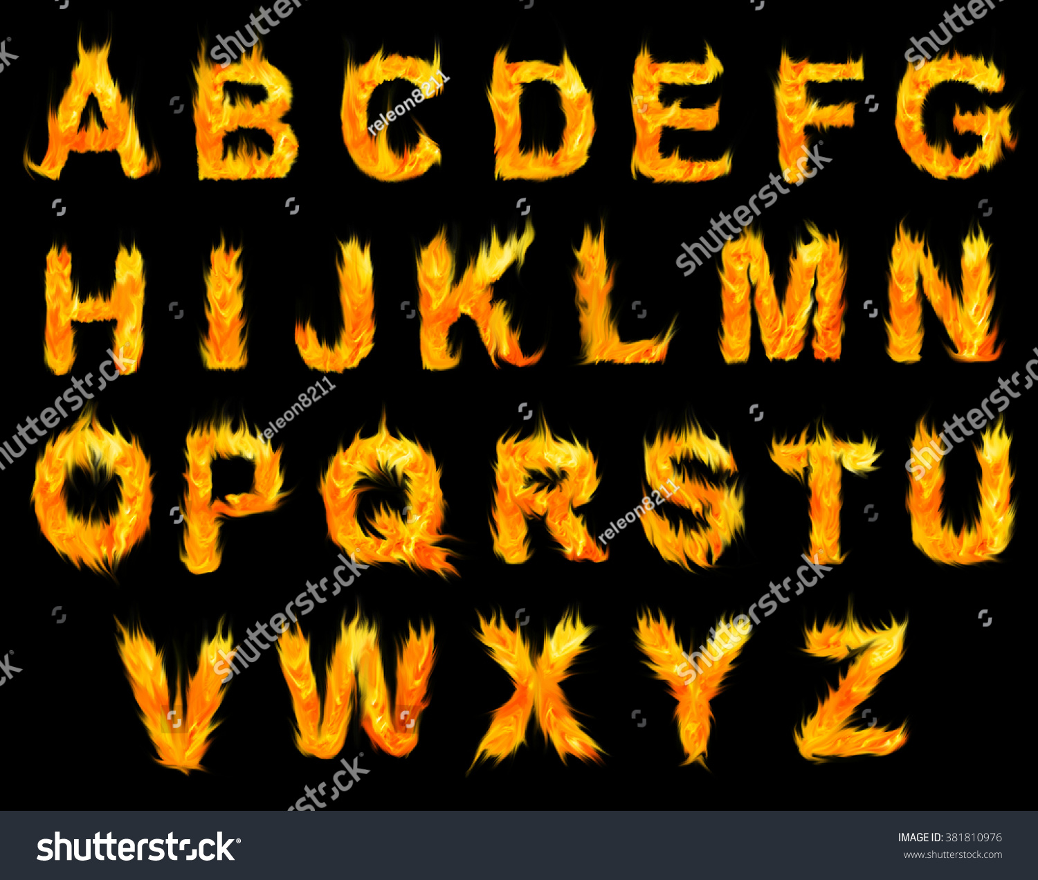 Fire Alphabet Letters Stock Illustration 381810976 | Shutterstock