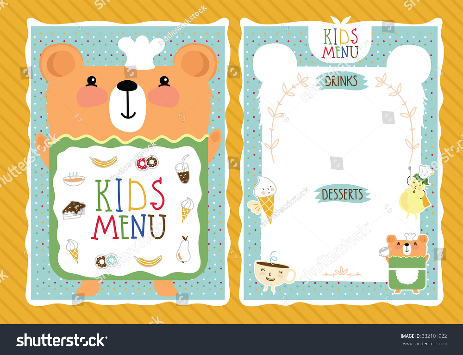 Kids menu шаблон