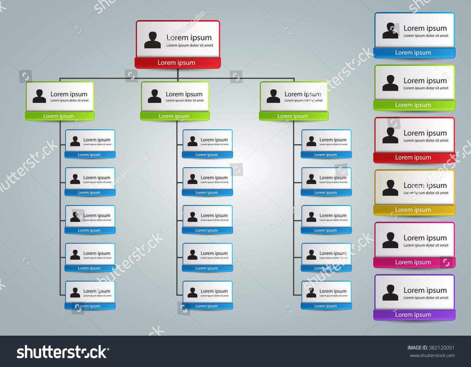 Colorful Rounded Rectangle Organization Chart Infographics Stock Vector ...