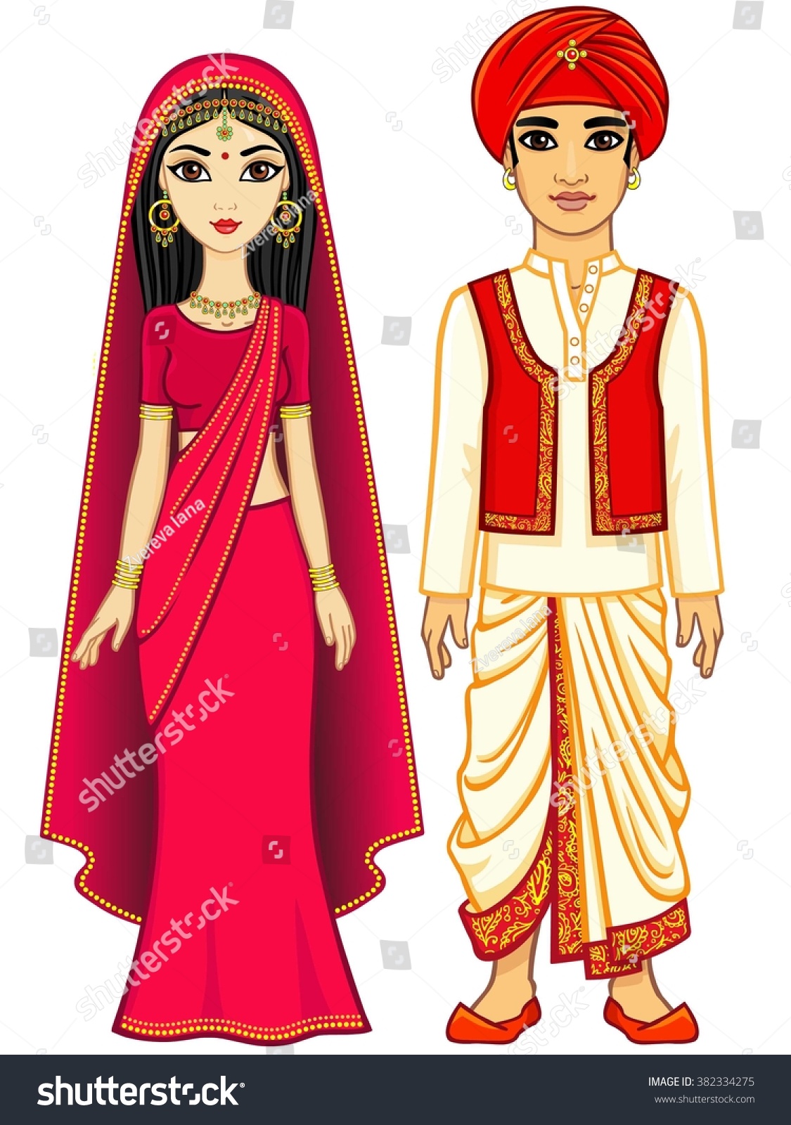 Animation Indian Family Full Growth Isolated Stock Vector (Royalty Free ...