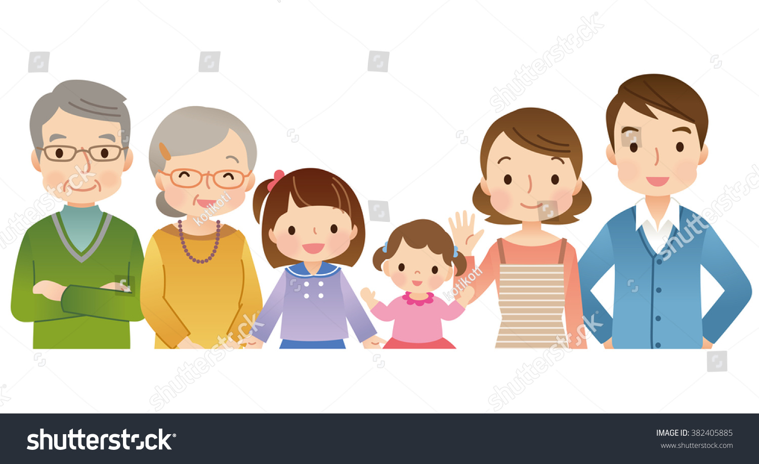 Six People Family Young Parents Children Stock Illustration 382405885 ...