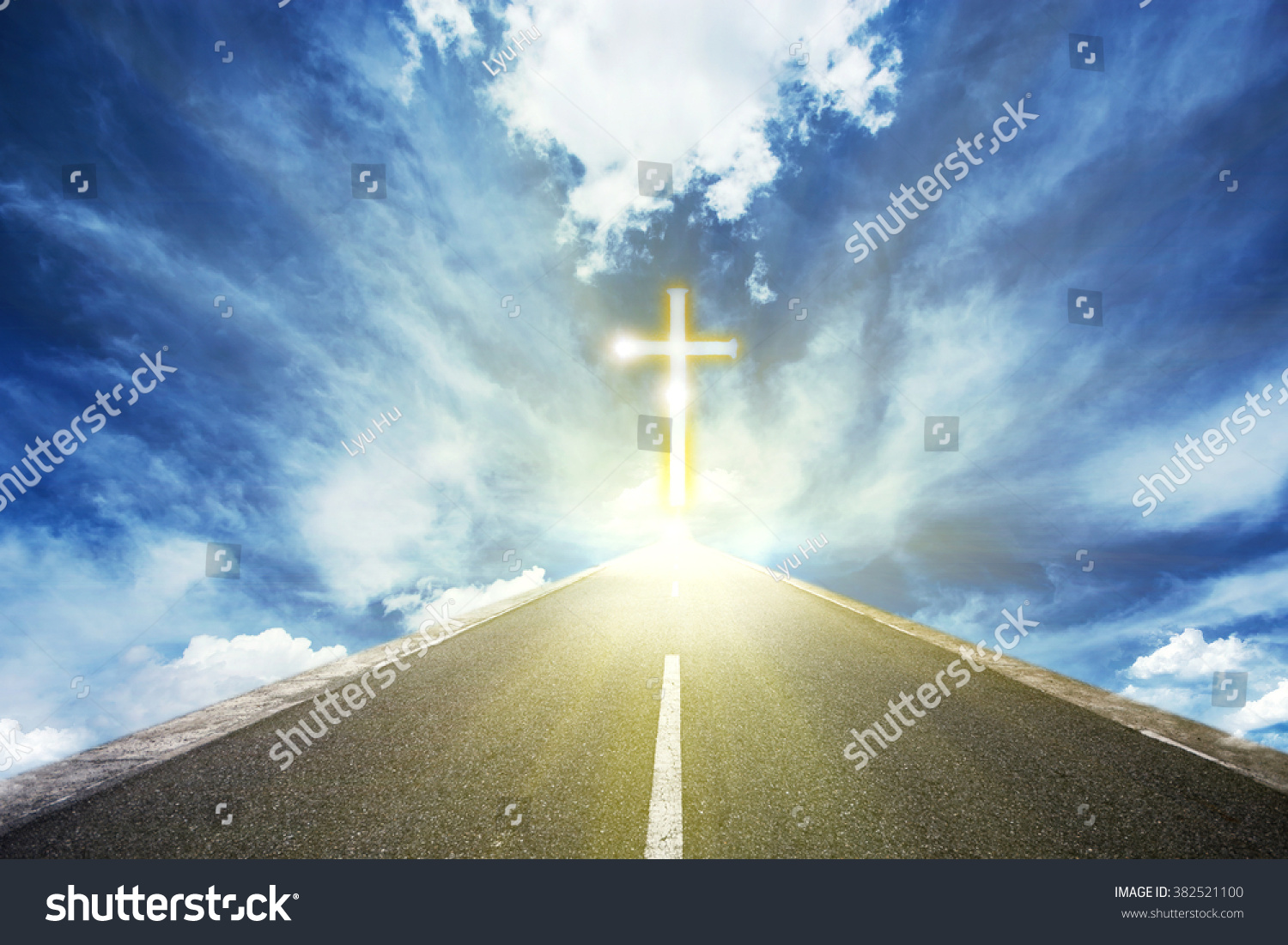 Road Leading Glowing Cross Stock Photo 382521100 | Shutterstock