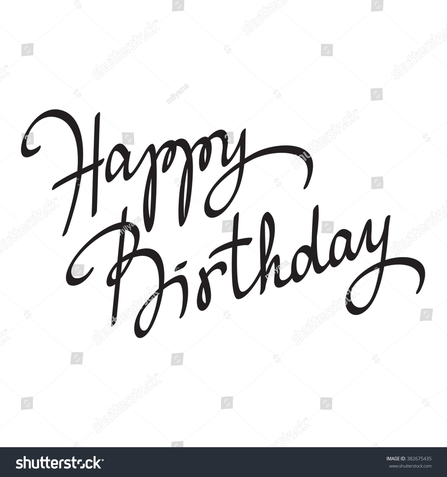 Happy Birthday Hand Lettering Handmade Calligraphy Stock Vector ...