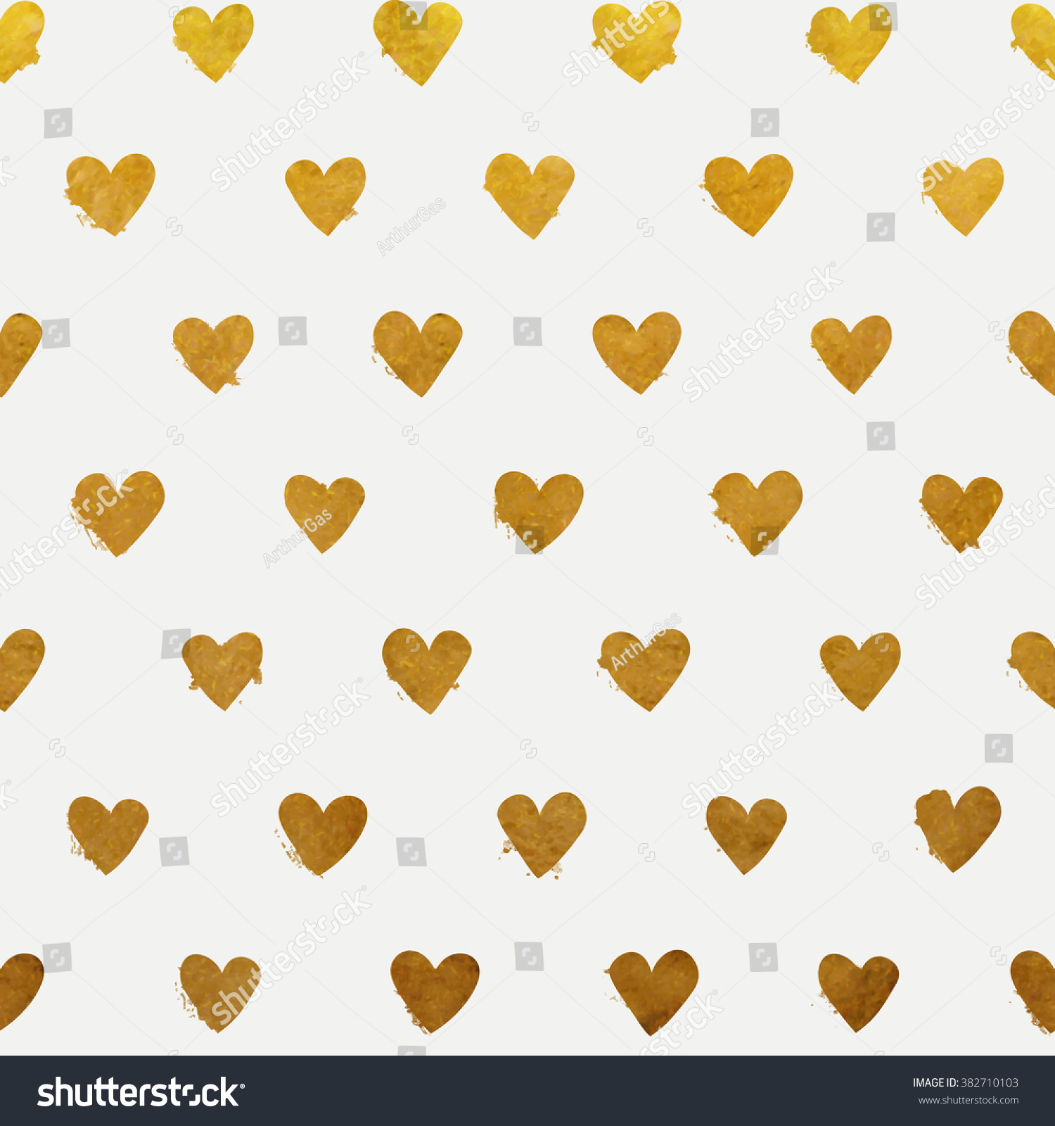 Gold Foil Hearts On White Background Stock Vector (Royalty Free ...