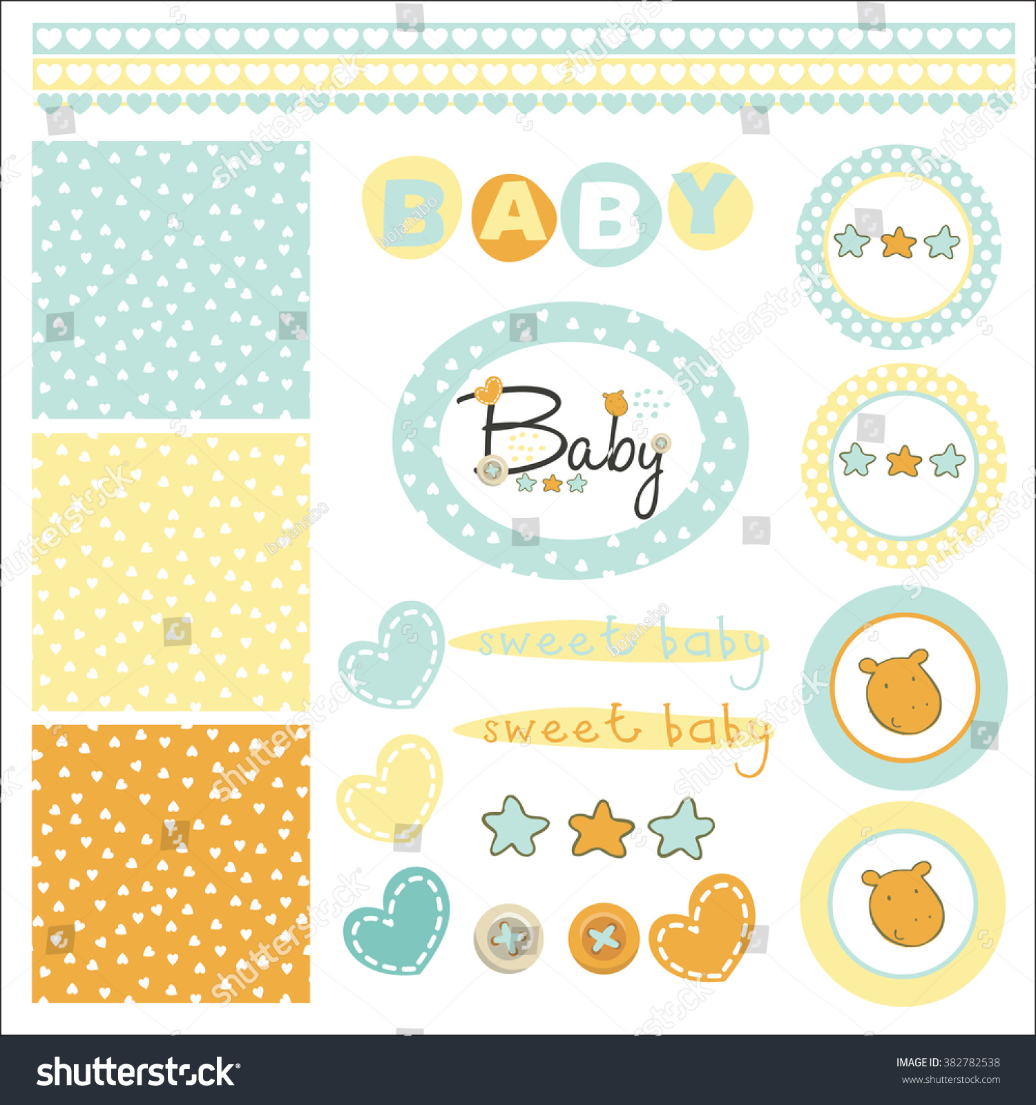 Baby Boy Scrapbook Set Stock Vector (Royalty Free) 382782538 | Shutterstock