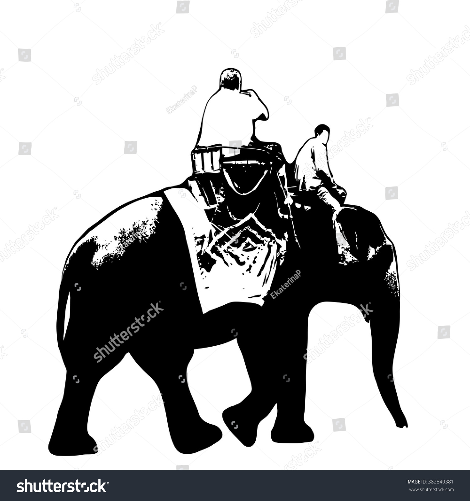 Elephant Trekking Traveler Ride Elephant Elephant Stock Vector (Royalty ...