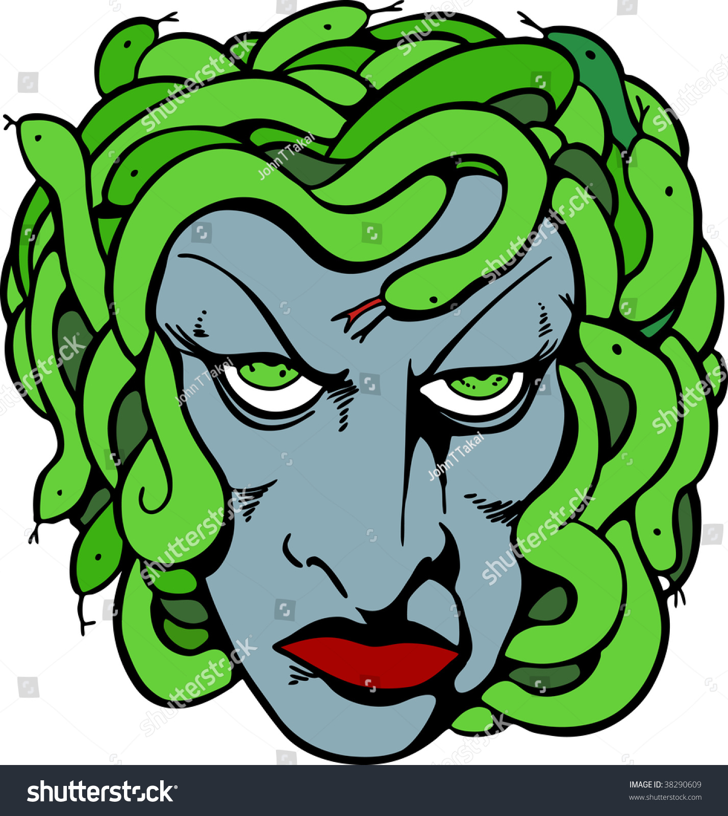 Mythical Medusa Head Drawing Stok Vektör (Telifsiz) 38290609 Shutterstock.