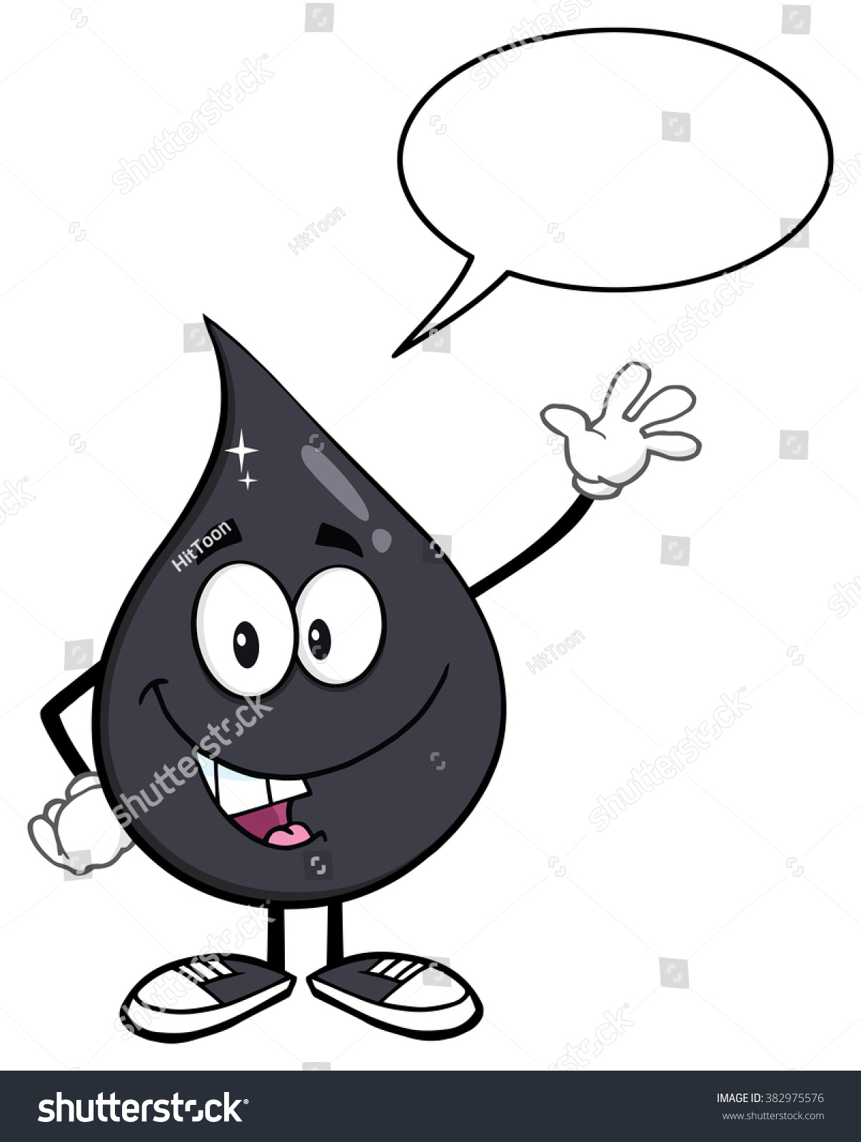 Petroleum Oil Drop Cartoon Character Waving Stock Vector (Royalty Free ...