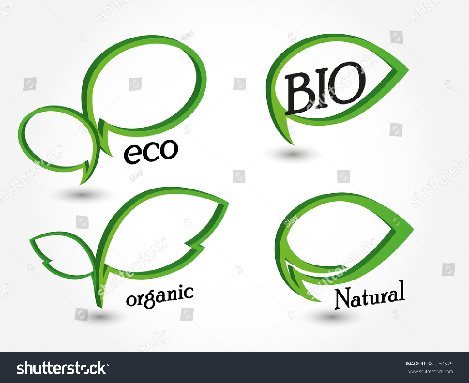 Set Eco Green Logos Vector Stock Vector (Royalty Free) 382980529 ...