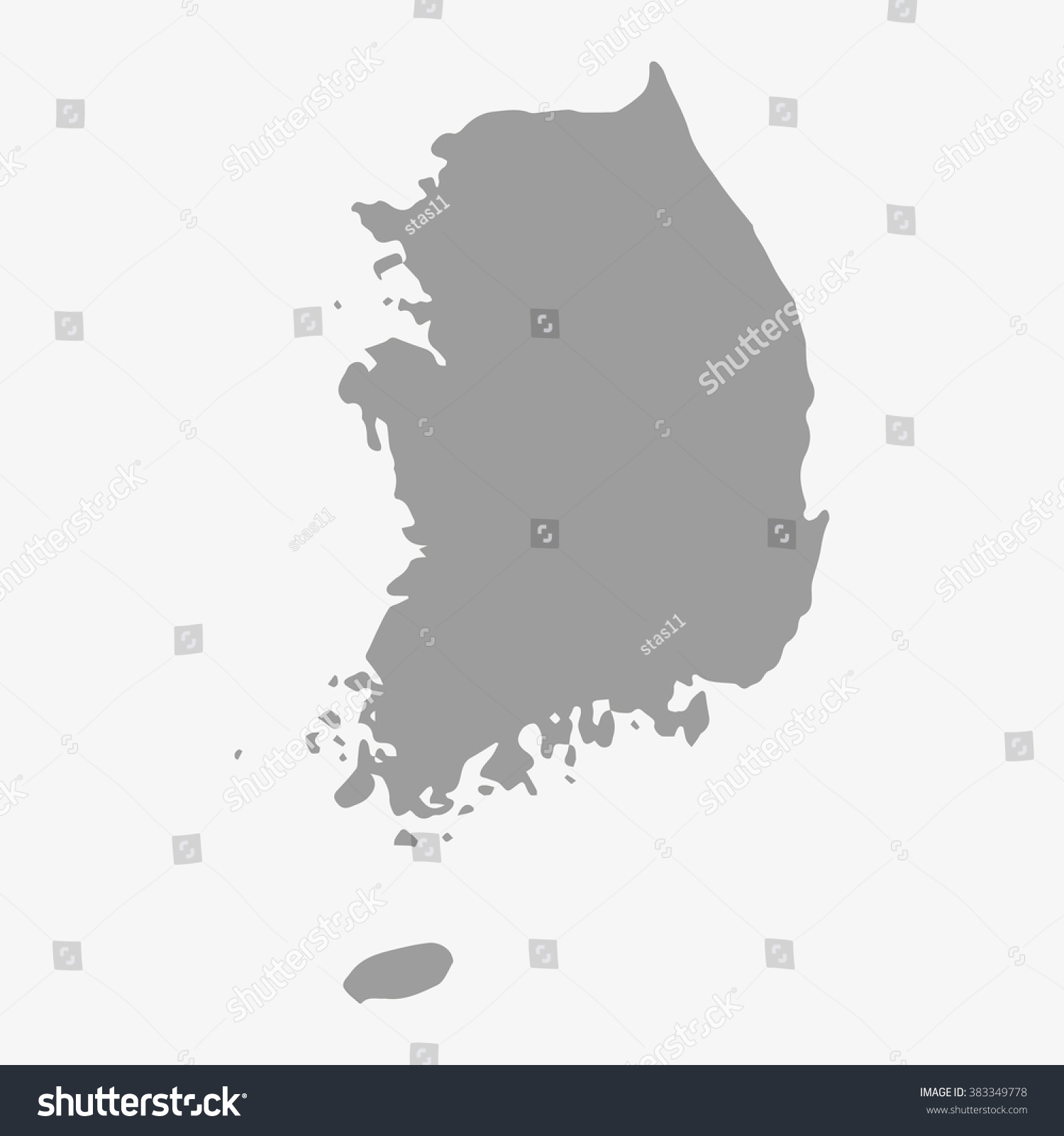 Map South Korea Gray On White Stock Vector (Royalty Free) 383349778 ...