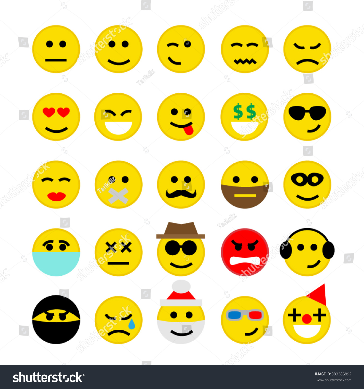 Vektor Stok Emoticons Emoji Smiley Faces Set Isolated Tanpa Royalti 383385892 Shutterstock 5886