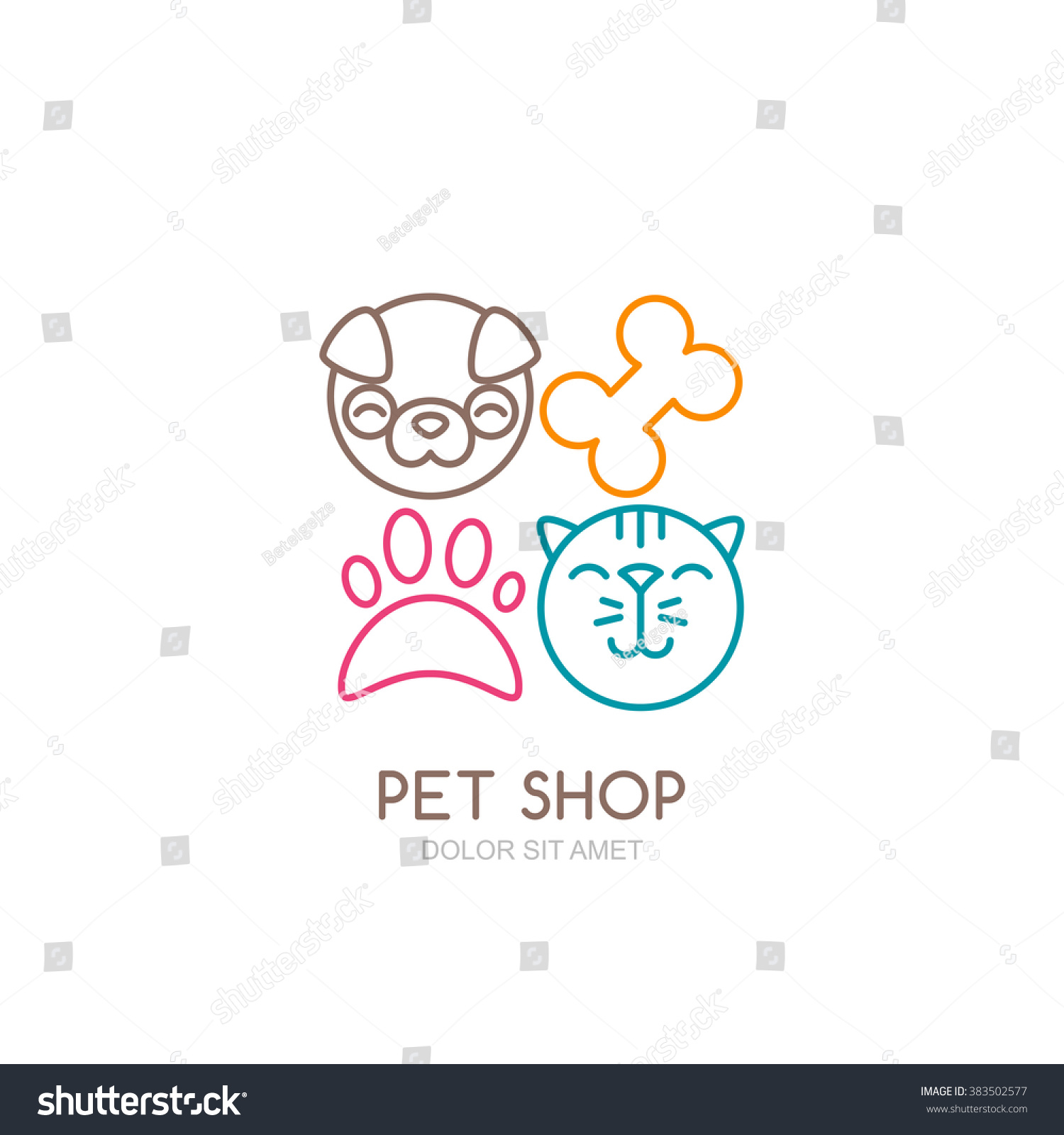 Vector Line Art Illustration Dog Head Stock Vector (Royalty Free ...