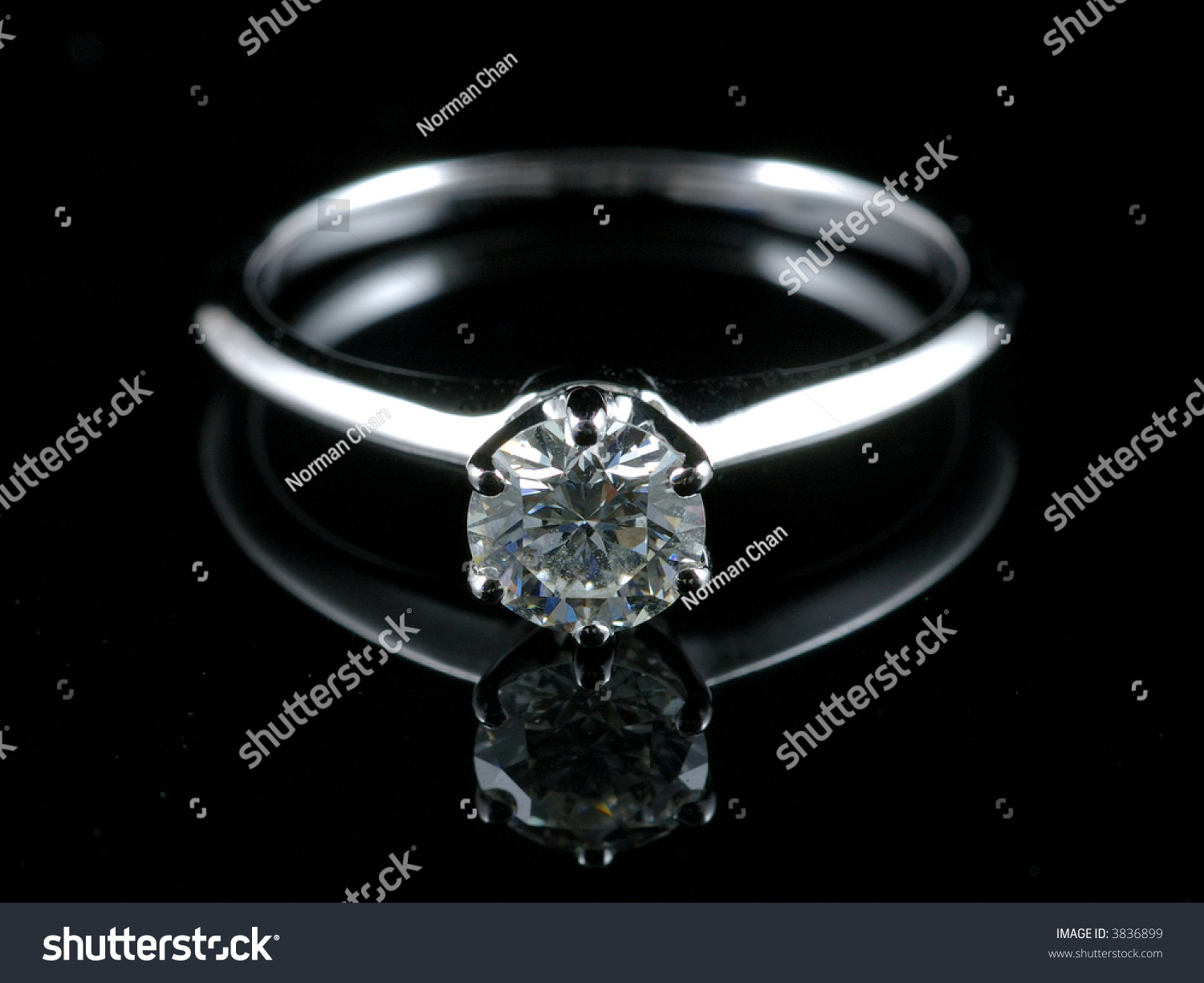 Diamond Ring Reflection Isolated Black Background Stock Photo 3836899 ...