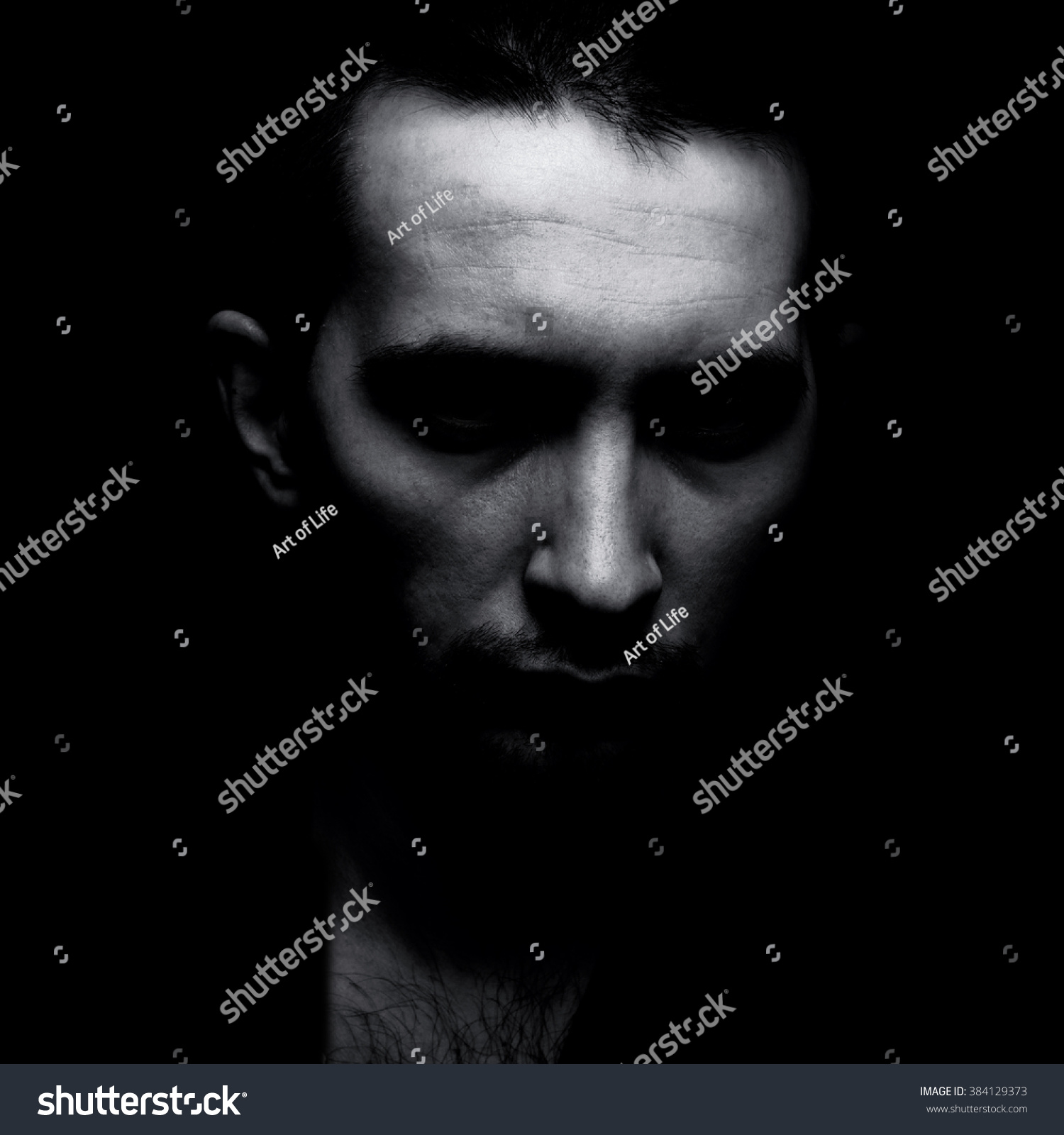 Portrait Man Shadow Black White Stock Photo 384129373 | Shutterstock