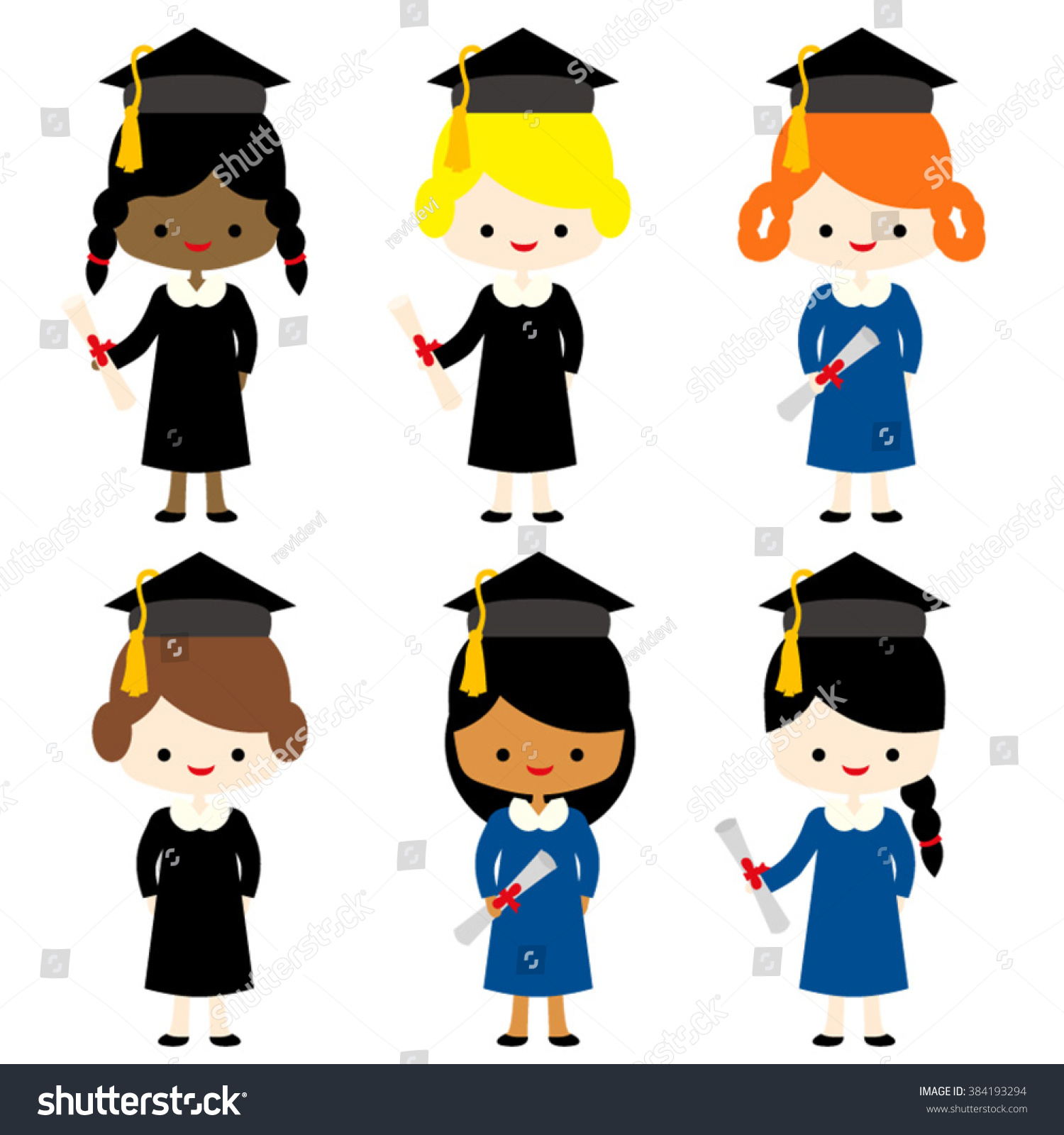 Graduation Girls Vector Stock Vector Royalty Free 384193294 Shutterstock 5589