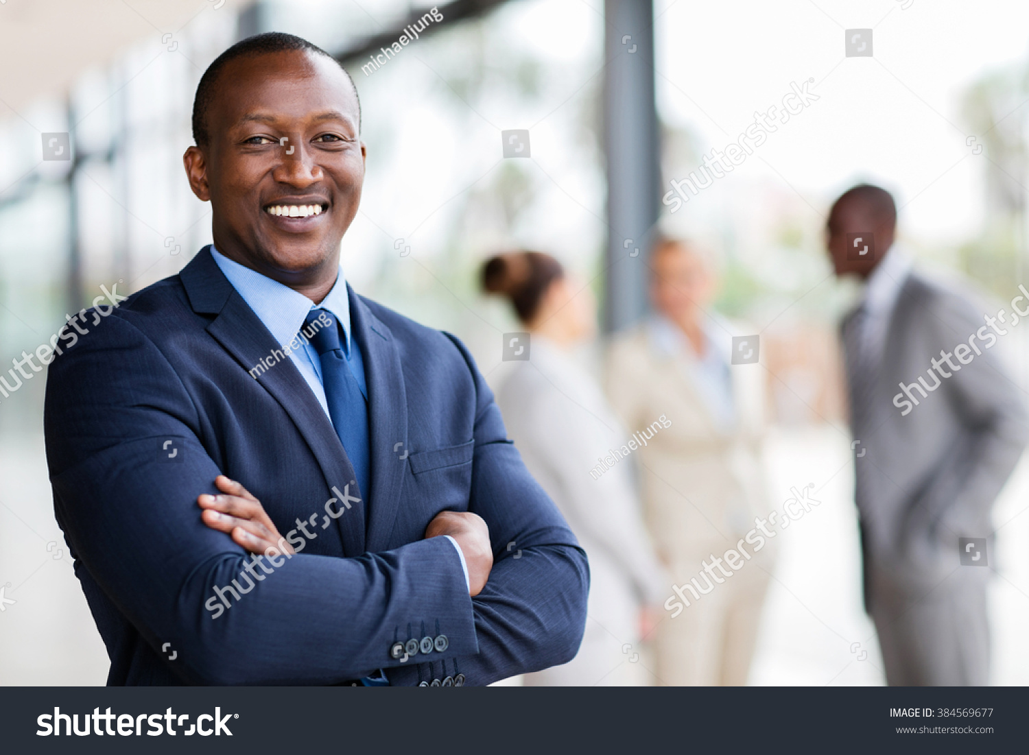 Portrait Successful African Office Worker Arms Stock Photo 384569677 ...