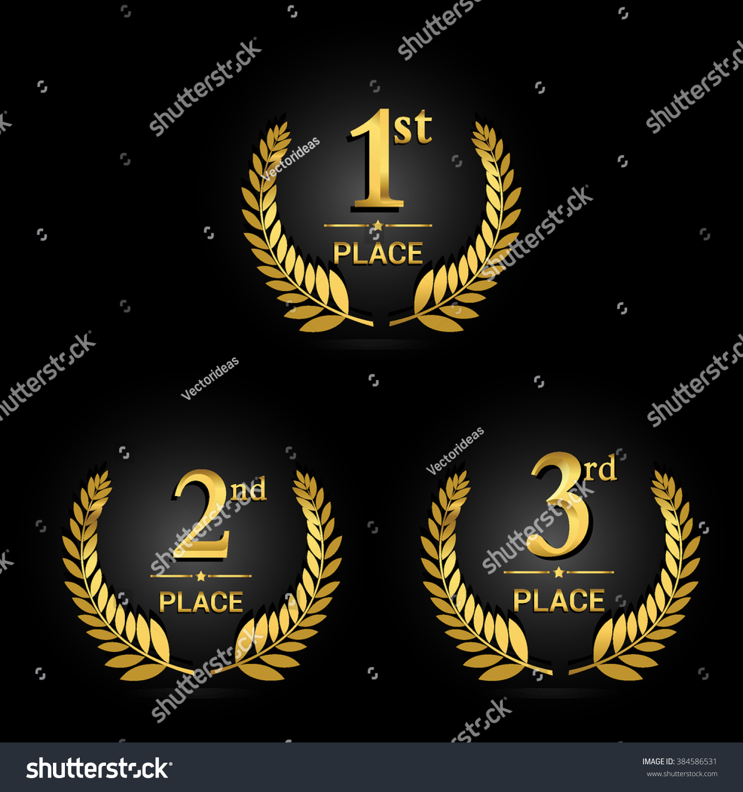 Vector Set Award Label Golden Trophy Stock Vector (Royalty Free ...