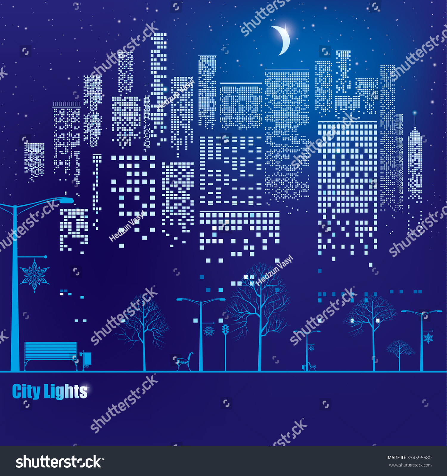 City Lights Vector Illustration City Lighting Stock Vector (Royalty ...