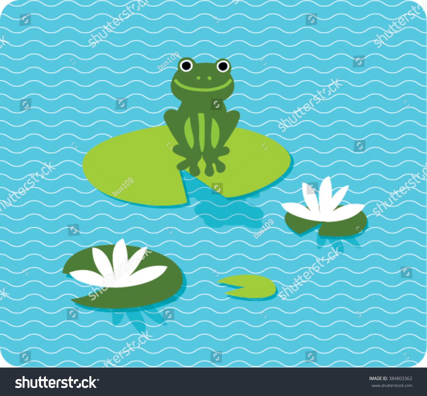 Frog Sitting On Lily Pad On Stock Vector (Royalty Free) 384803362 ...