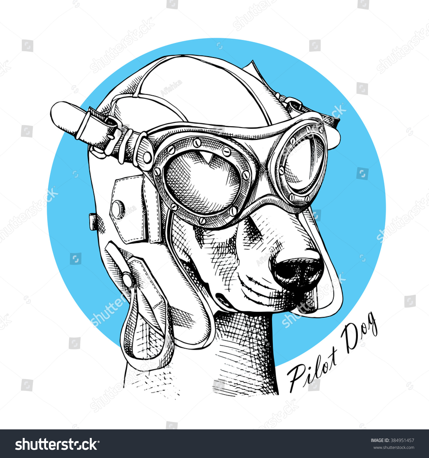 Portrait Doberman Pilots Hat Glasses On Stock Vector (Royalty Free ...