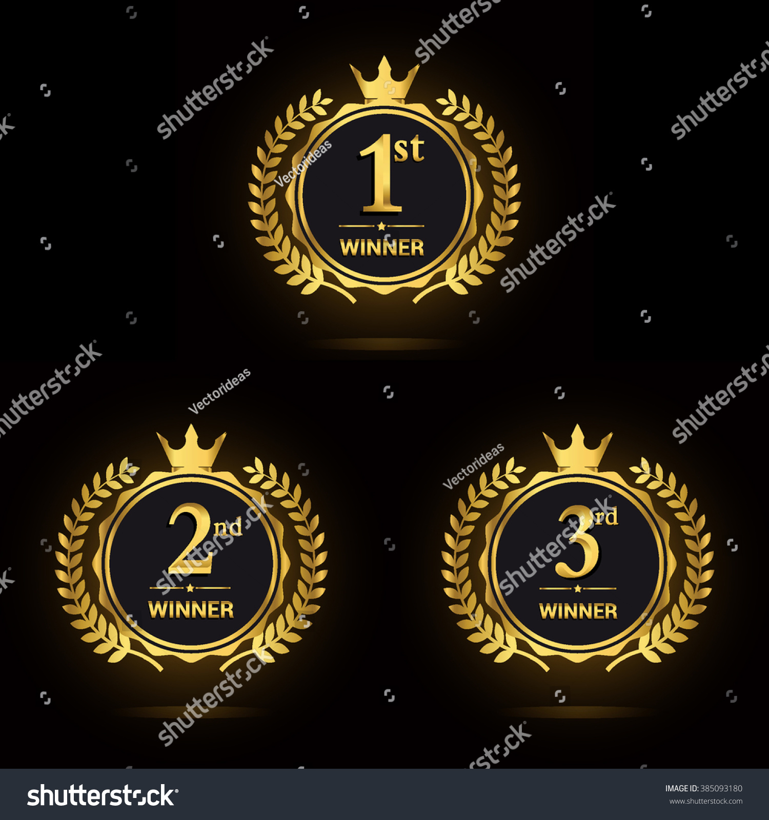 Award Golden Label First Second Third Stock Vector (Royalty Free ...
