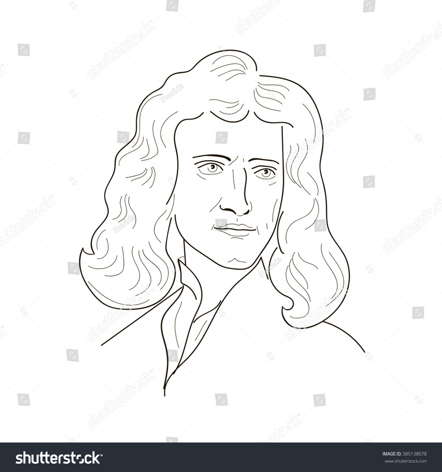 Vektor Stok Isaac Newton English Physicist Mathematiciansketch Illustration Tanpa Royalti 4907