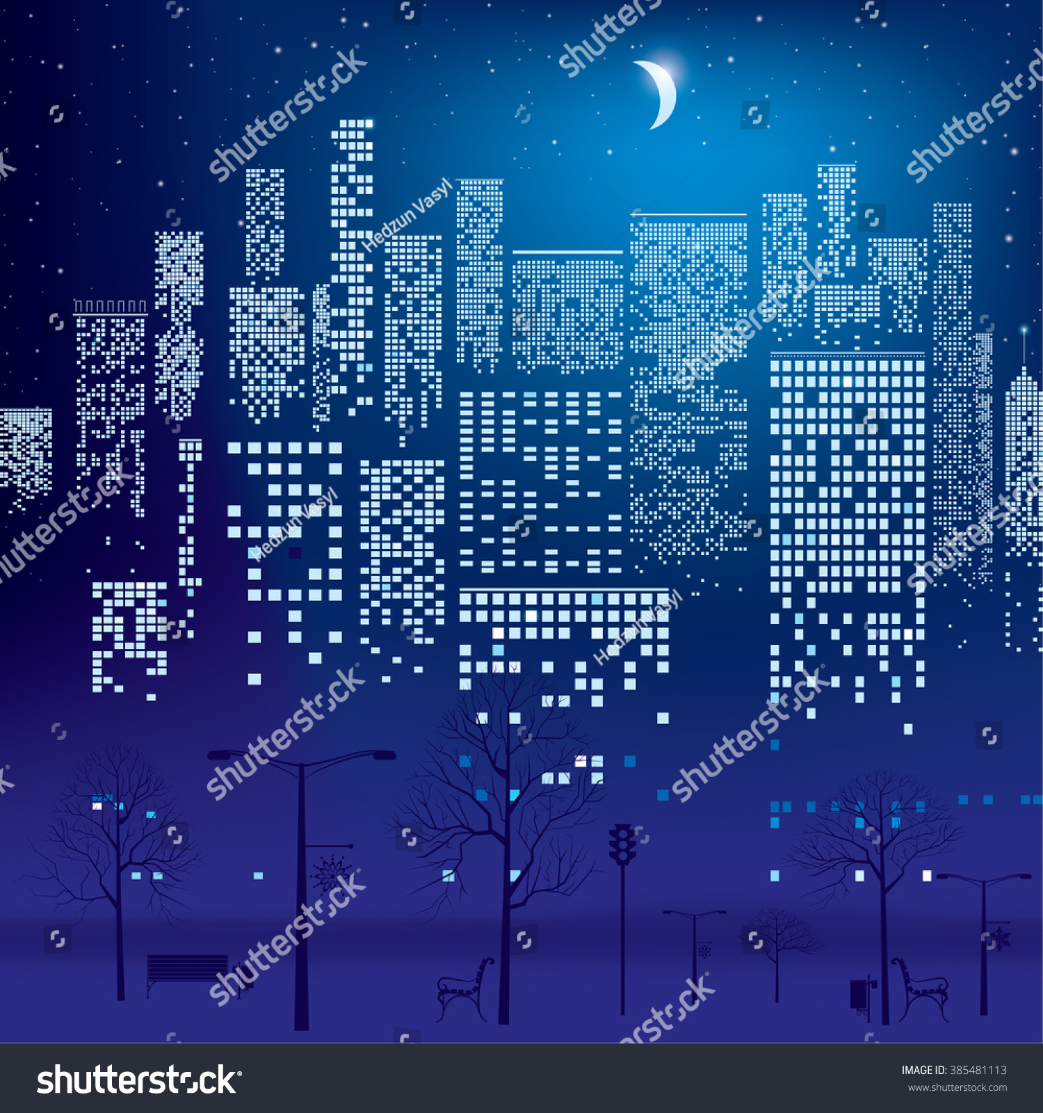 City Lights Vector Illustration City Lighting Stock Vector (Royalty ...