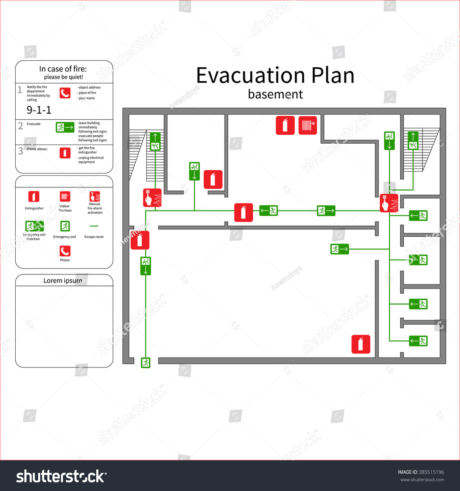 Evacuation Plan Basement Stock Vector (Royalty Free) 385515196 ...