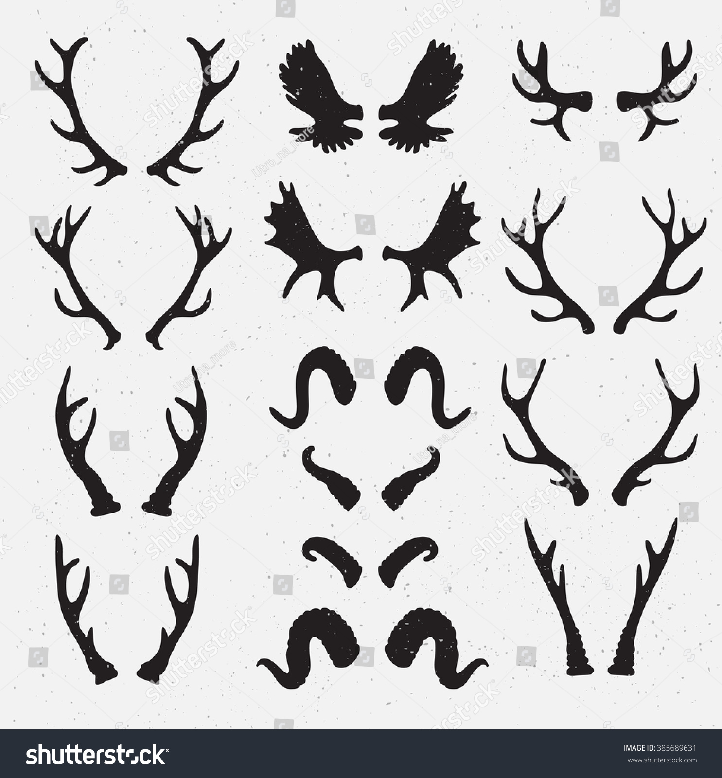 Vector Horns Set Silhouette On Grunge Stock Vector (Royalty Free ...