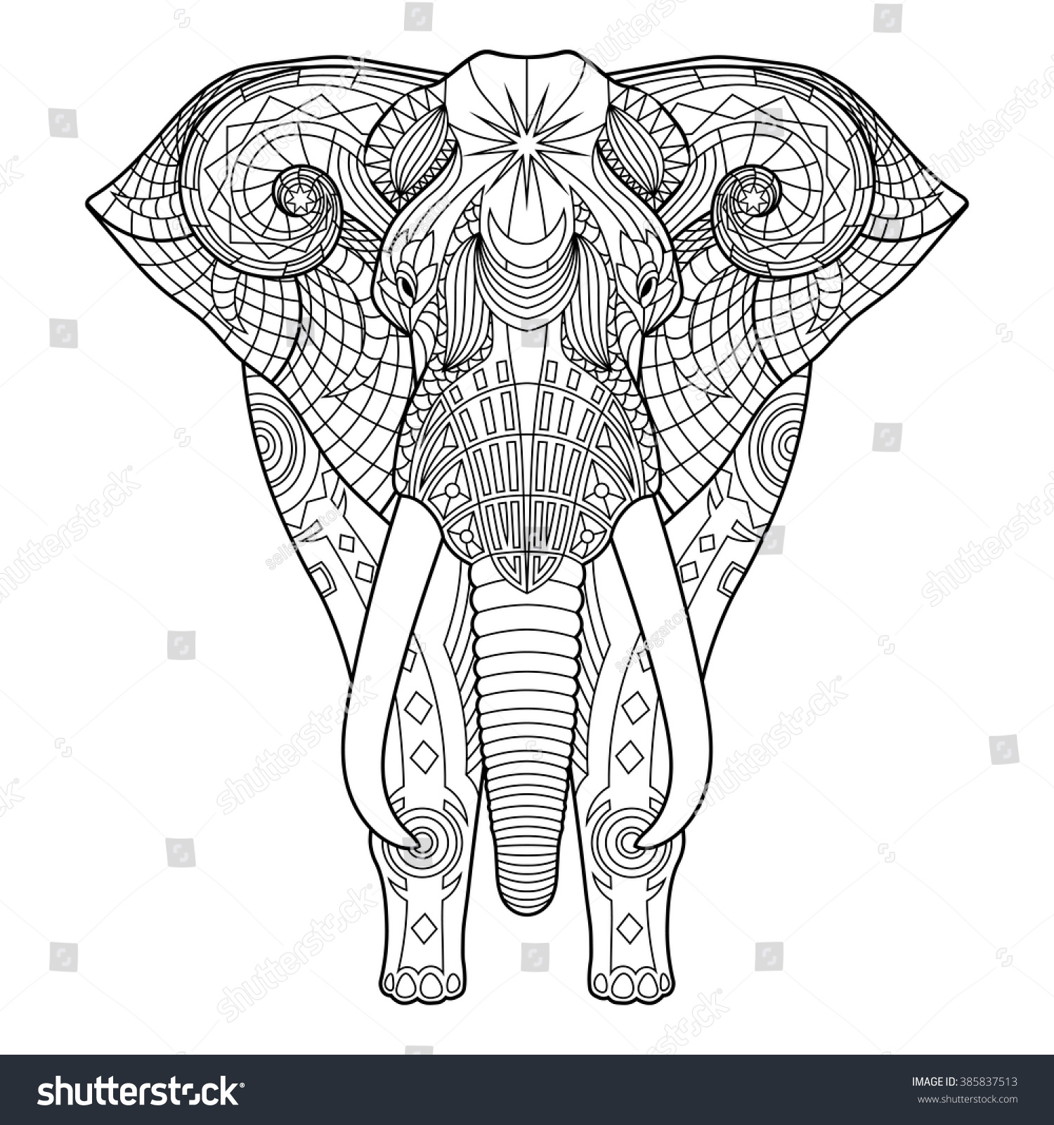 Illustration Contour Elephant Stock Vector (Royalty Free) 385837513 ...